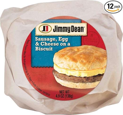 Jimmy Dean Sausage, Egg & Cheese Biscuit, 4.9 oz (12 Count)