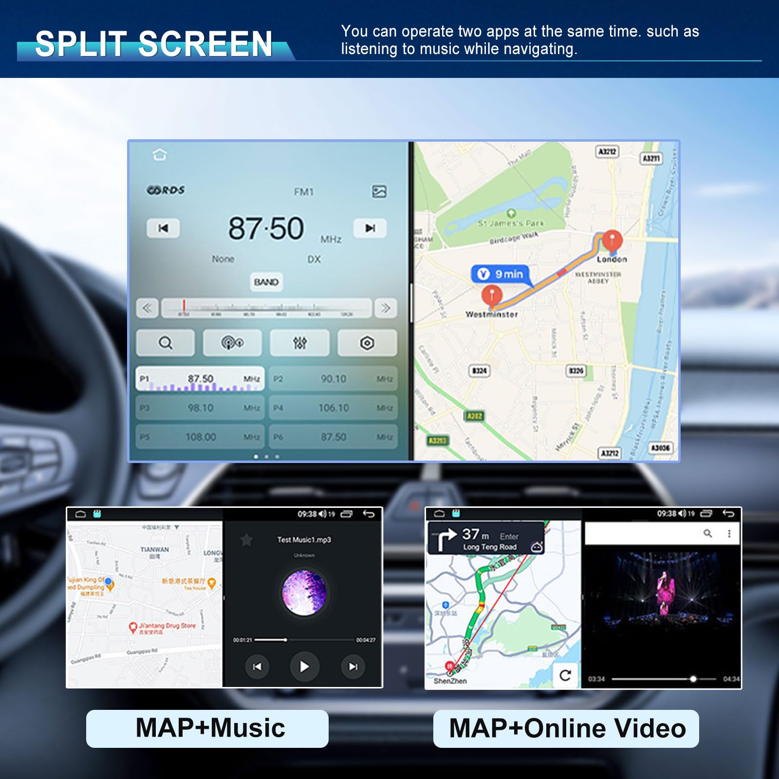 2+32G Android 13 Autoradio Stereo per Toyota RAV4 2000-2005 con Carplay Android Auto, 7 pollici Touch Screen Radio Lettore Multimediale con navigazione GPS FM Schermo diviso Bluetooth Wifi