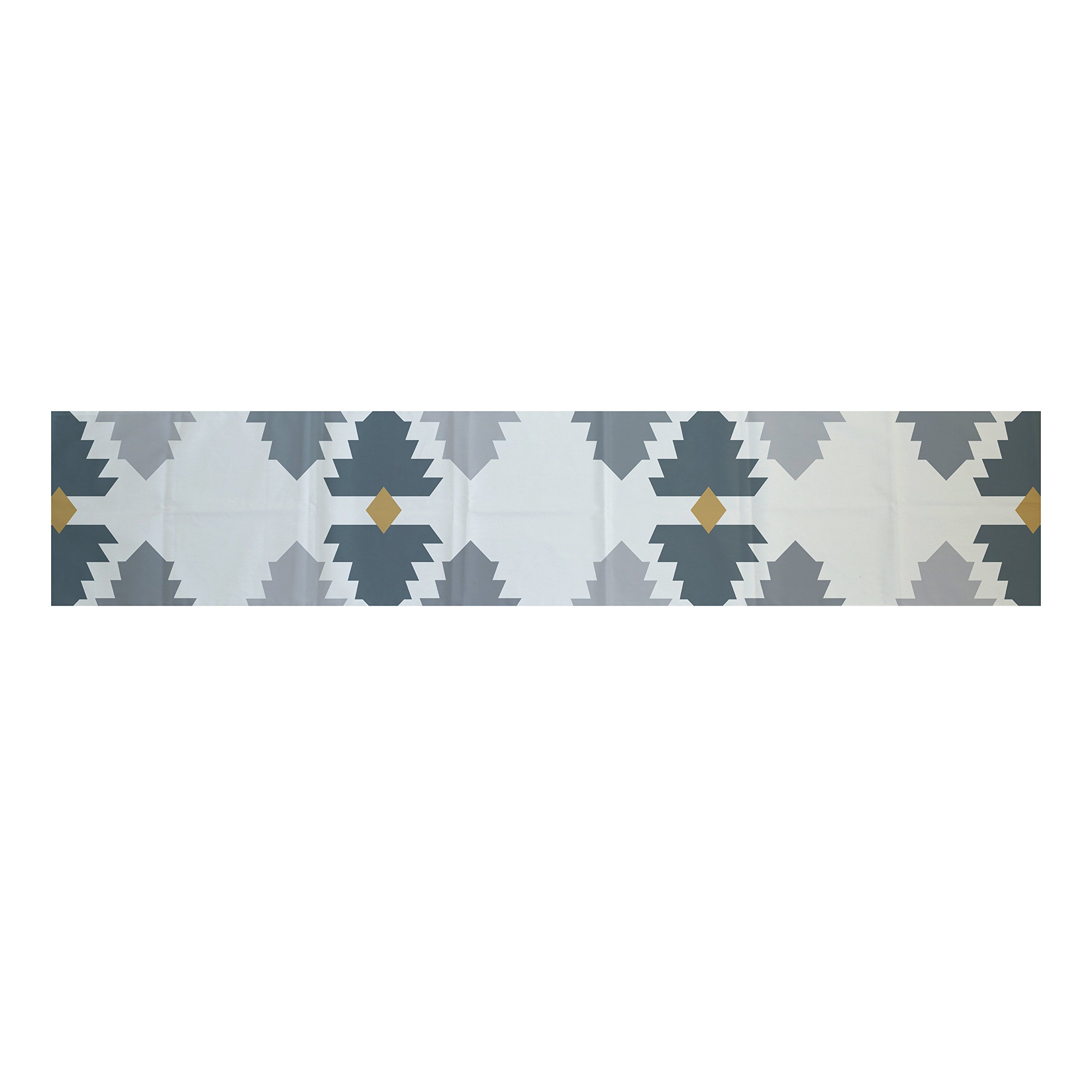 E by design TRGN360GY3YE6-90 Mesa Geometric Print Table Runner, 16" x 90", Gray
