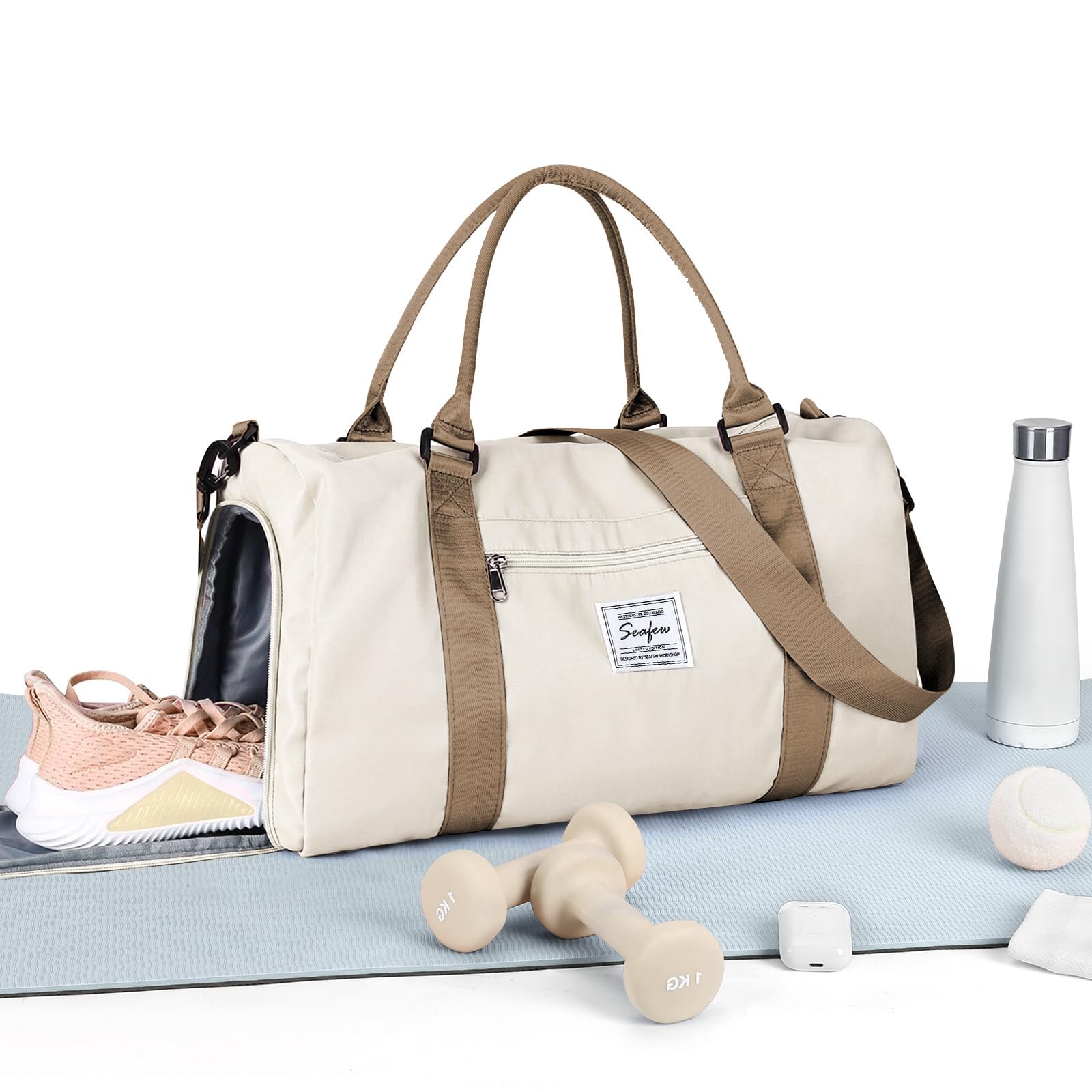 HYC00 Sport Duffel Bag Damen Handgepäck Sporttasche für Damen Herren mit Nassfach & Schuhfach, Reisetasche Weekender Gym Travel Duffel Bags Women Schwimmtasche Yoga Bag Trainingstasche