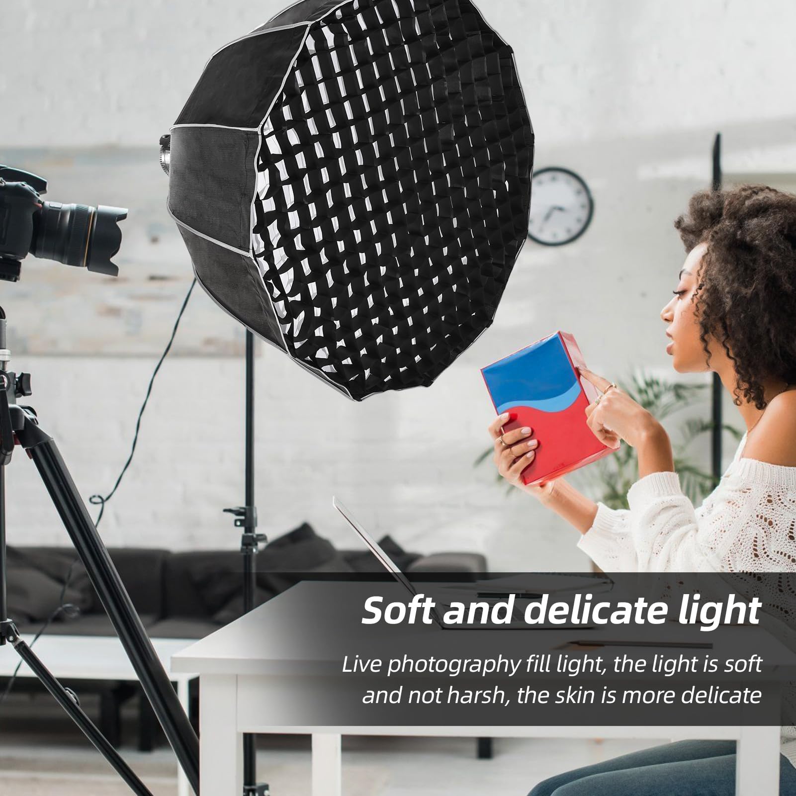 Andoer Parabolic Softbox 90 cm, multiuso, Softbox Bowens, Quick Release Studio Reflection Softbox con diffusore, griglia a nido d'ape, borsa per ritratti, interviste, film
