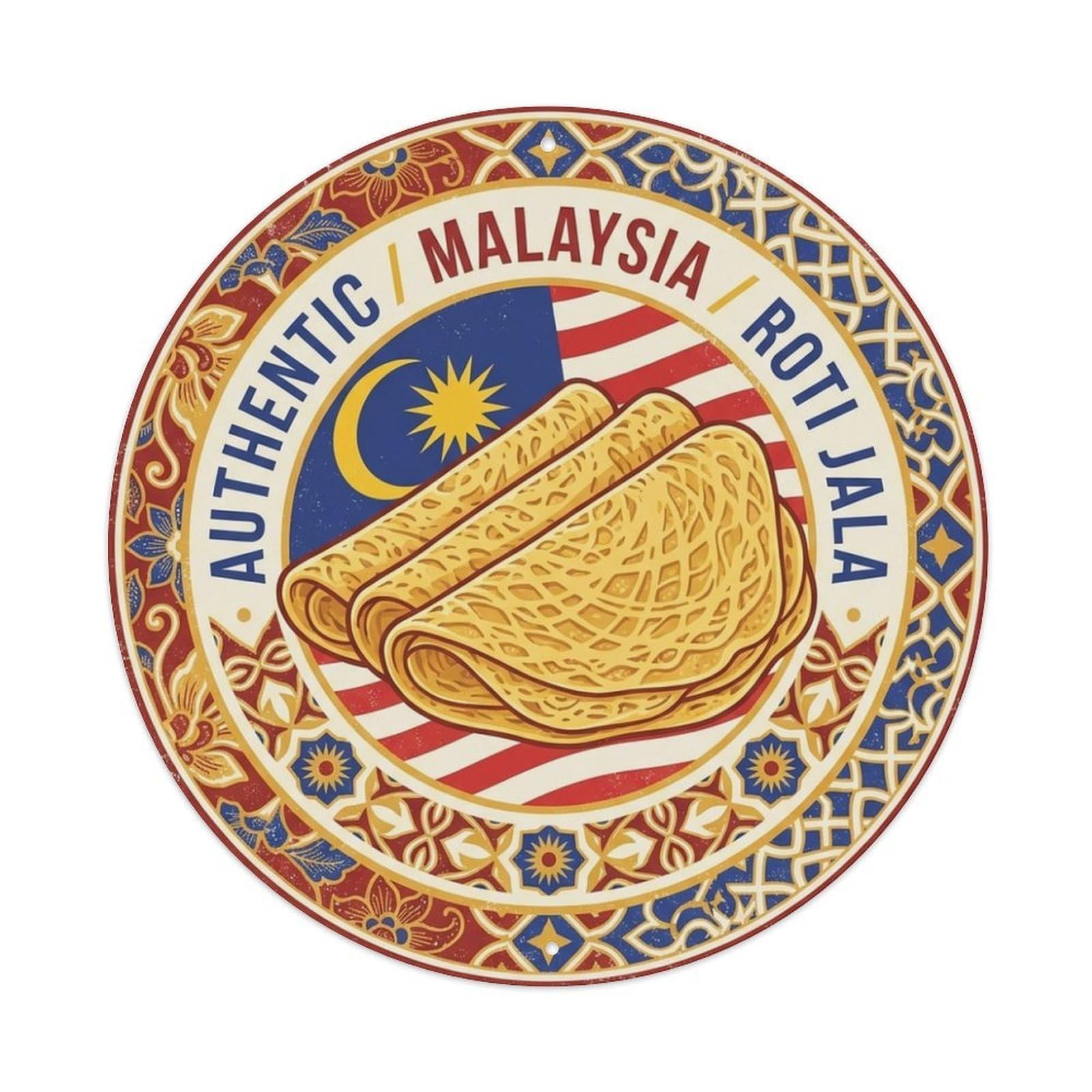 Malaysia Travel Roti Jala Flatbread Cuisine Metal Tin Sign