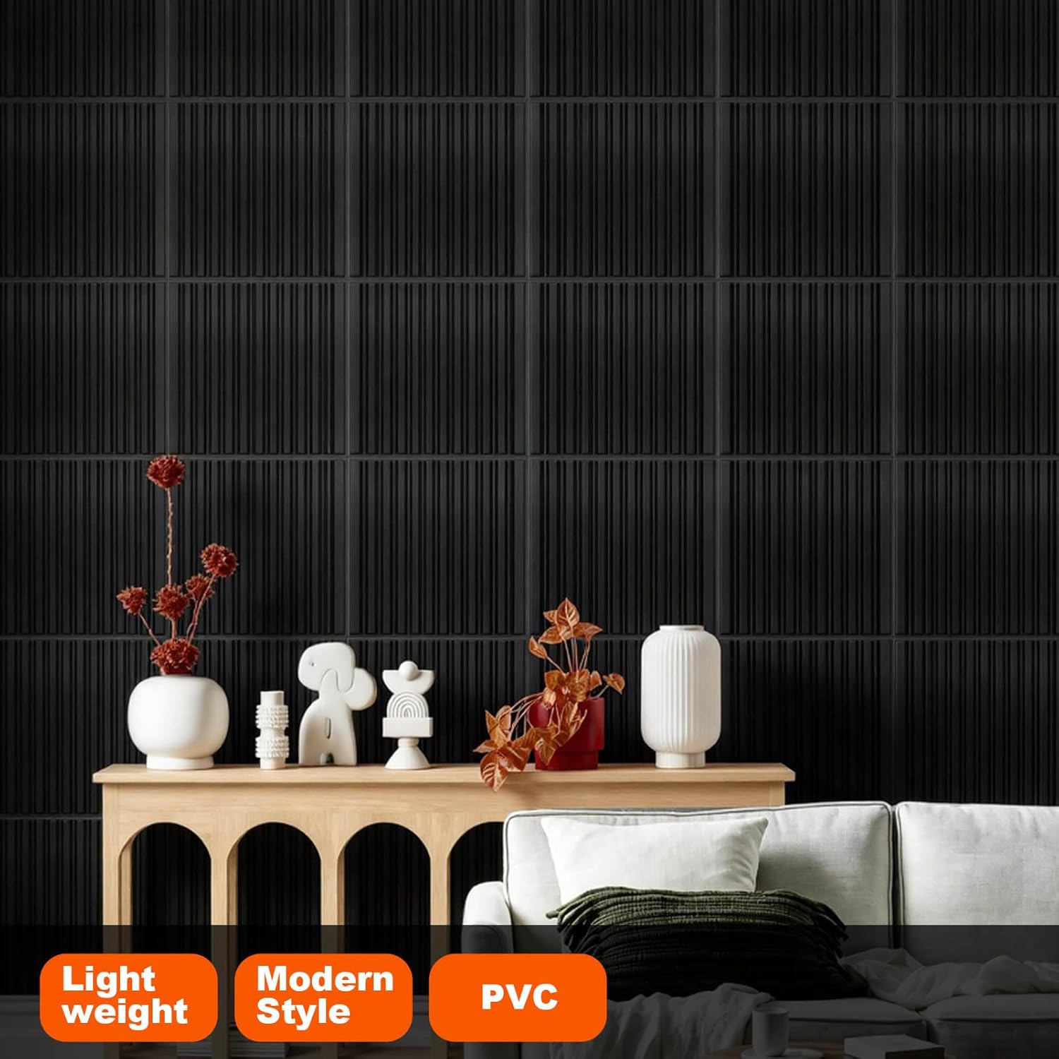 Panels 12 Pack Drop Ceiling Tiles 19.7 * 19.7IN, 3D Wall Panels for Interior Wall Decoration, PVC Ceiling Covering Sheet Cover 32 Sq.Ft, for Interior Wall Paneling Decor and Ceilings, Black