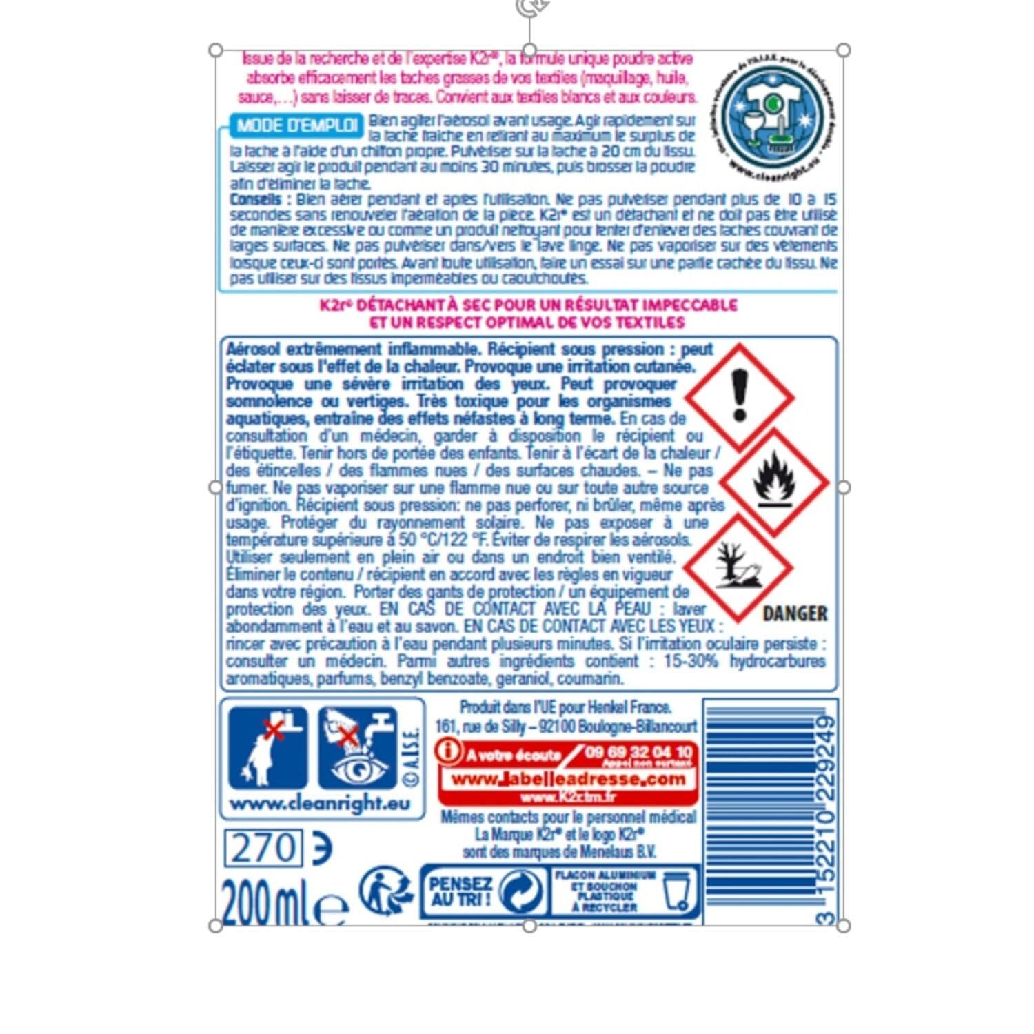 K2R Spray smacchiatore, 200 ml, 4 pezzi