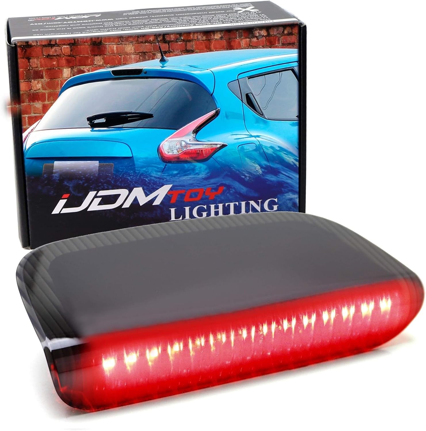 iJDMTOY Dark Smoked Full LED High Mount Third Brake/Stop Light Assembly Compatible With Nissan 2013-2017 Juke