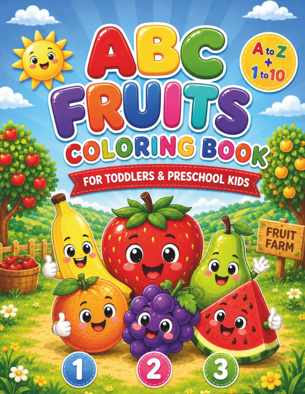 ABC Fruits Coloring Book: Big And Simple Fruits Coloring Book for Toddlers and Preschool Kids (ABC Learning Series)