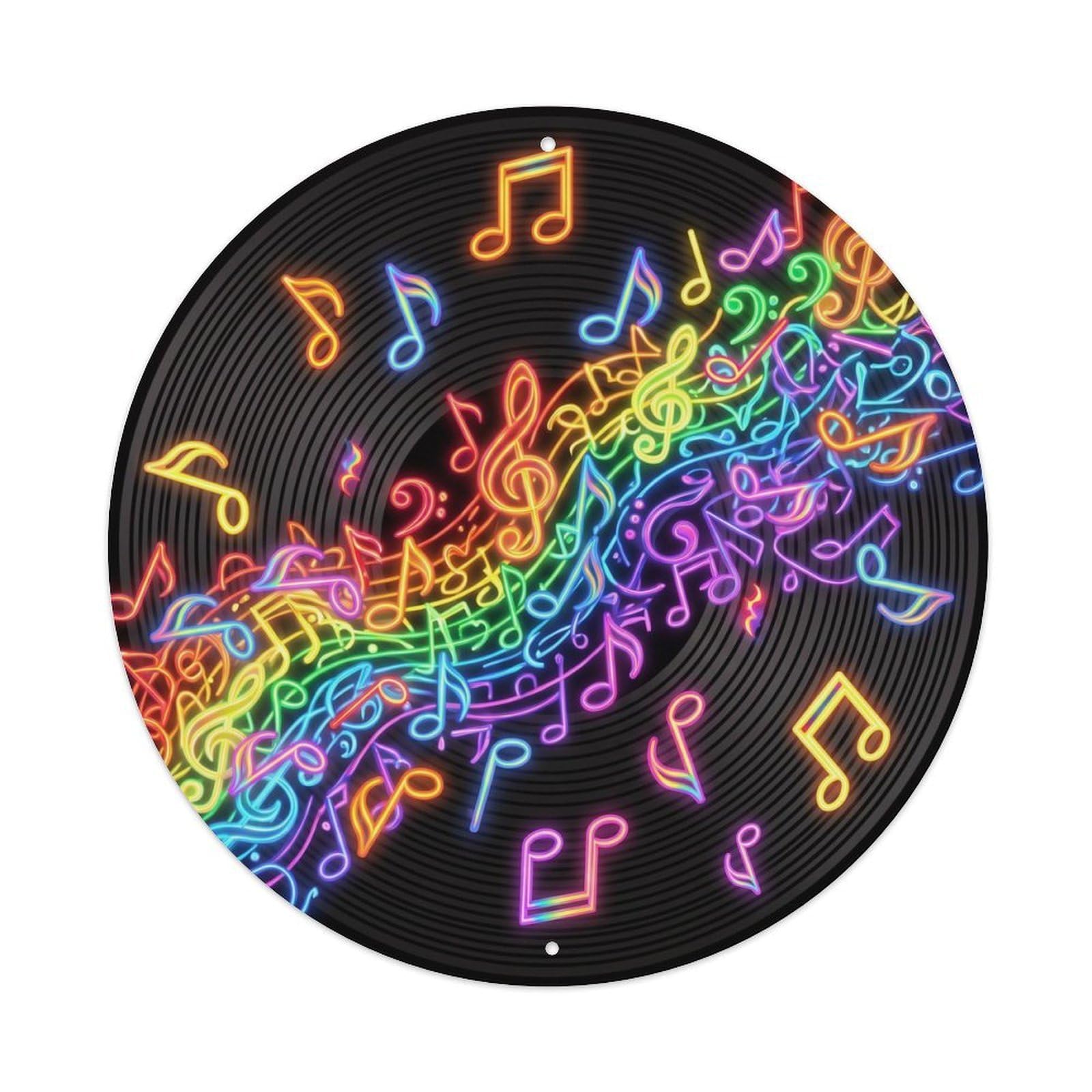 Colorful Music Vinyl Records Accumulate Rainbow Pile Metal Tin Sign
