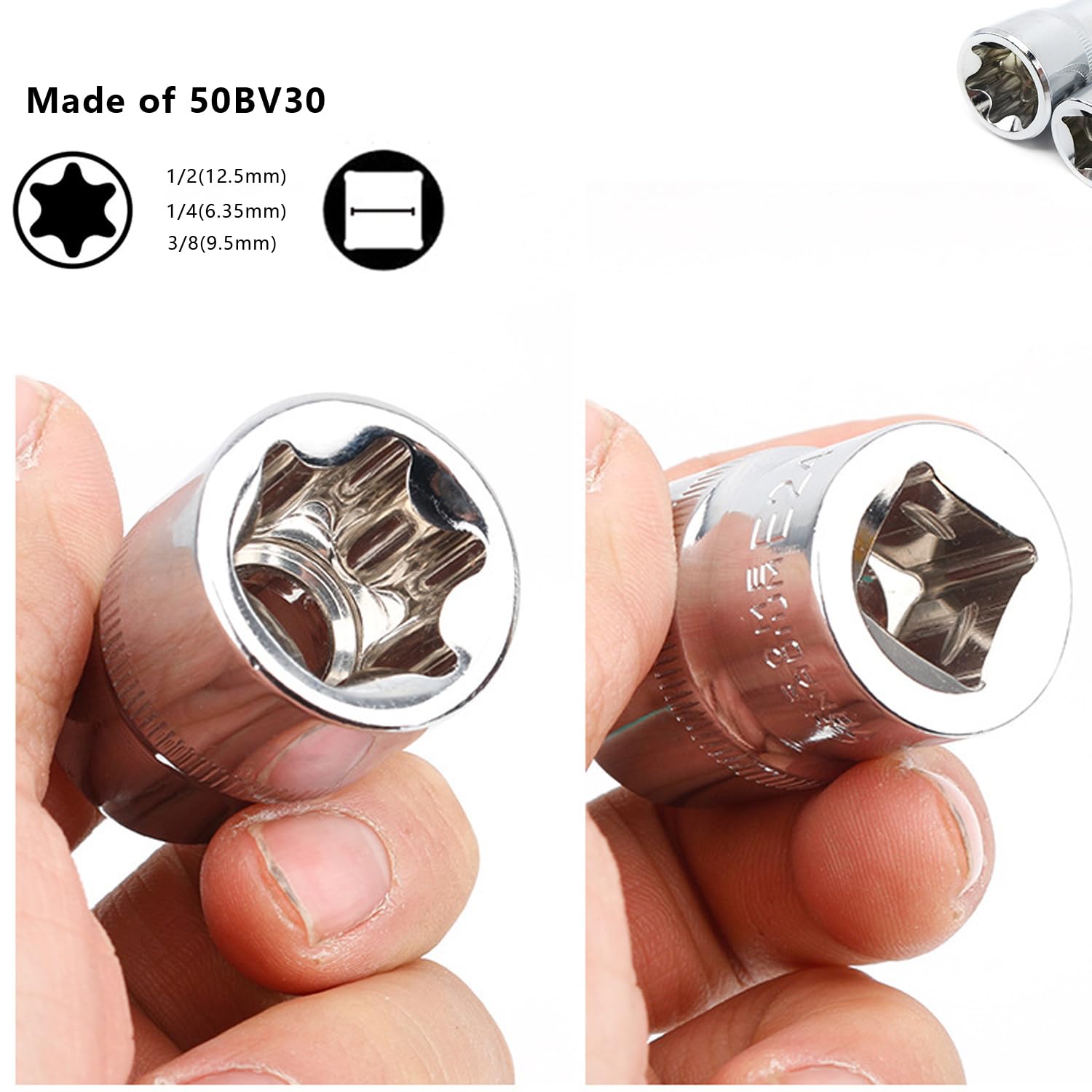 E-Torx Star zestaw nasadek nasadowych, 14-częściowy, napęd 1/4, 3/8, 1/5.1 cm, E4 – E24, zewnętrzny zestaw narzędzi dynamometrycznych z futerałem do przenoszenia