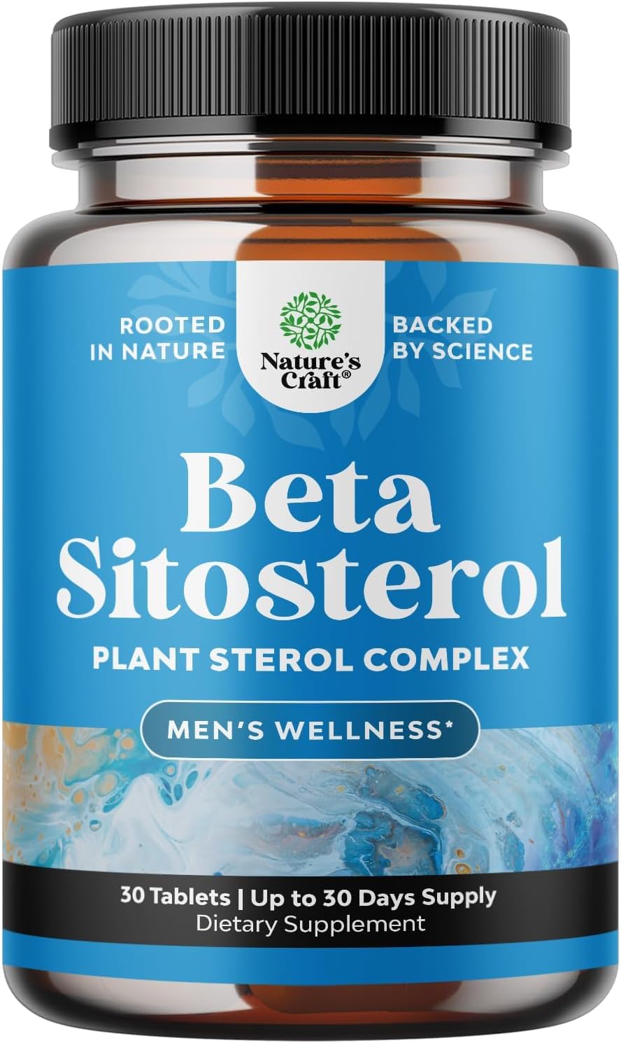 Plant Sterols Complex with Beta Sitosterol - 500mg Beta-Sitosterol Sterols and Stanols Supplement for Heart Health and Prostate Support - Heart and Prostate Health Supplement for Men - 30 Count