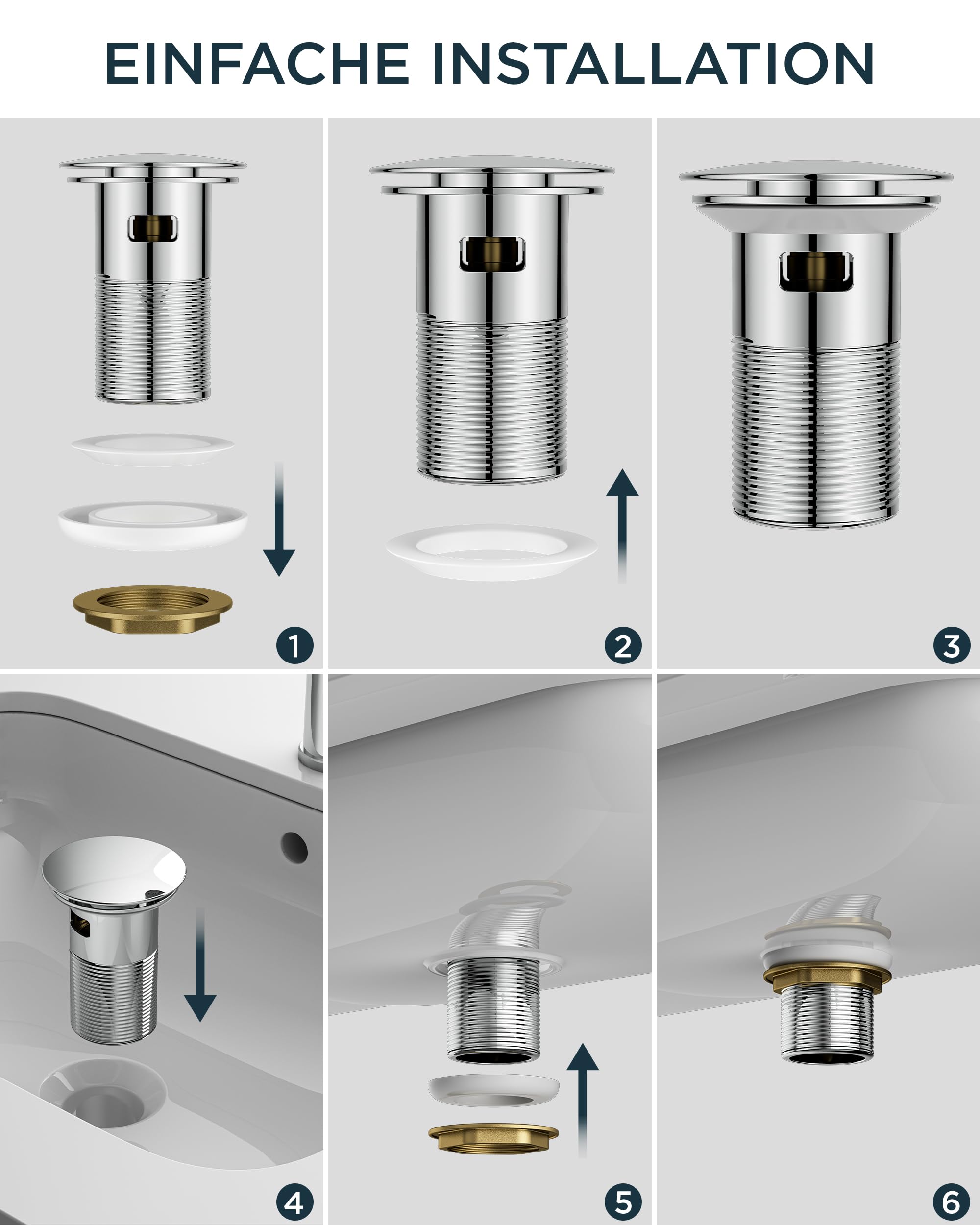 FORIOUS Wasserhahn Bad mit Ablaufgarnitur, Wasserfall Waschtischarmatur mit Auslauf Höhe 100 mm, Mischbatterie Armatur Badezimmer, Gitterauslauf, Energiesparend & Wassersparend, Chrom