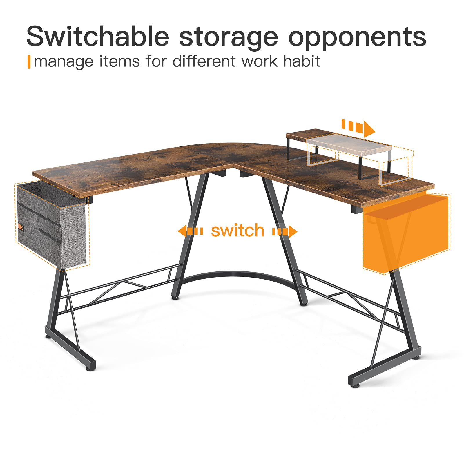 Buy ( Without Storage bag) L Shaped Desk Gaming Desk Home Office Desk