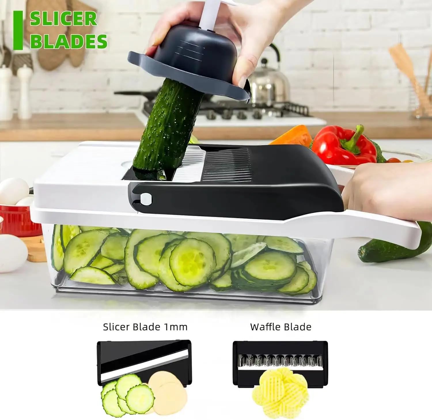 Infinite Cortador de frutas y verduras 26 en 1, picador, rebanador, cortador de alimentos, mandolina para verduras, cebolla, ensalada de frutas, patatas (utensilio de cocina y esencial)