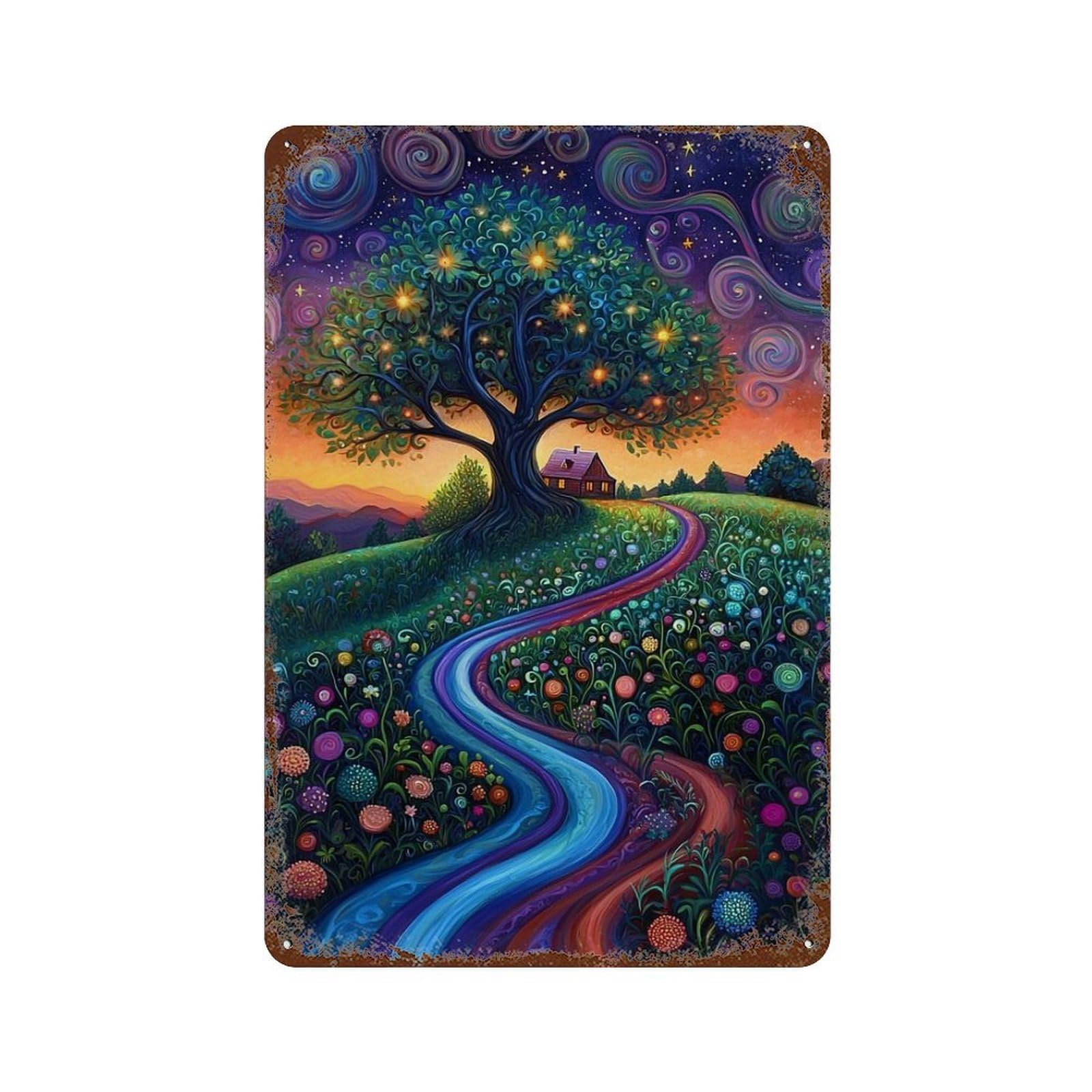 Enchanted Garden Pathway Vintage Metal Tin Sign 11.8"x7.9", Ideal for Shed, Workshop And Garage Wall Decor