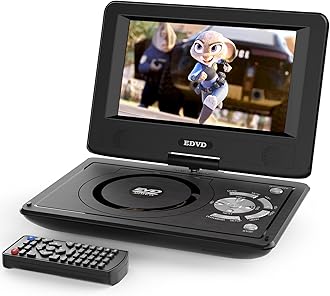 11.5" Portable DVD Player for Kids and Car, 9.5" Swivel HD Screen with 4-6 Hours Built-in Battery, Support Sync Screen to TV, Support SD Card/USB/Multiple Disc Formats (Black)
