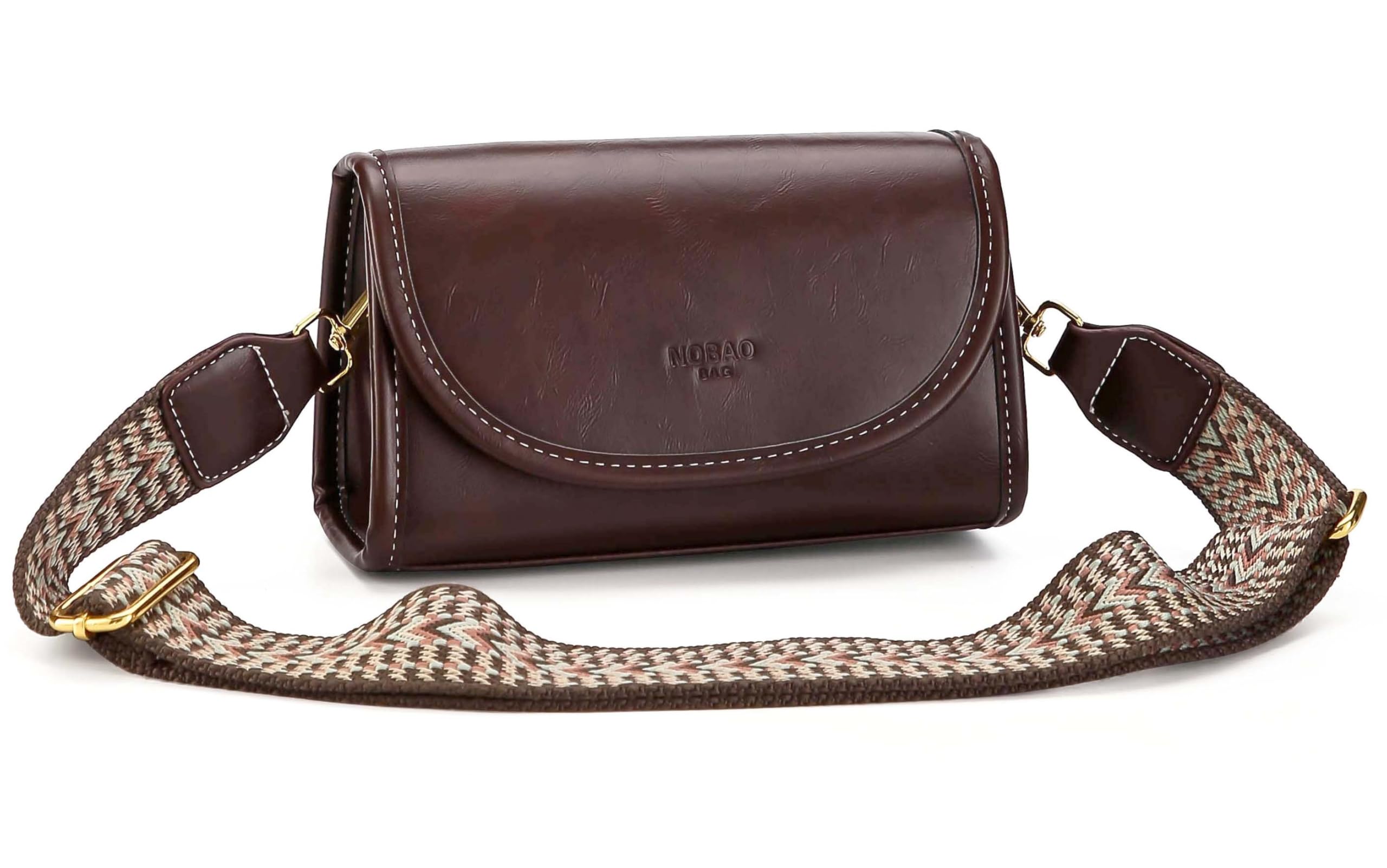 diva dale Crossbody Handbag with Woven Pattern Strap, Black Faux Leather, Gold Hardware-picture-45