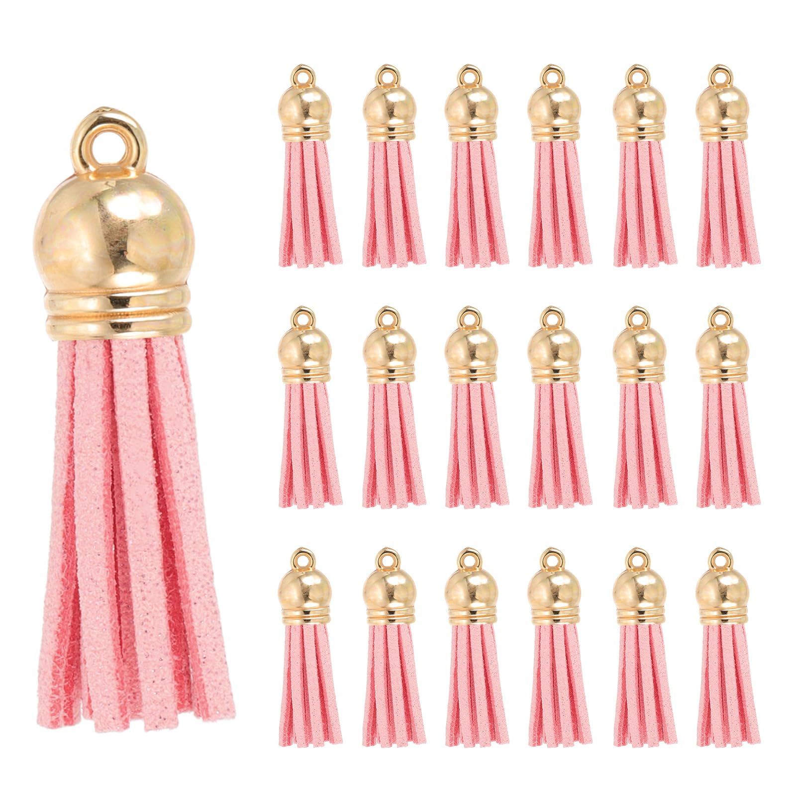 Borlas de cuero de 1,5 pulgadas para manualidades y fabricación de joyas llavero rosa 100 piezas