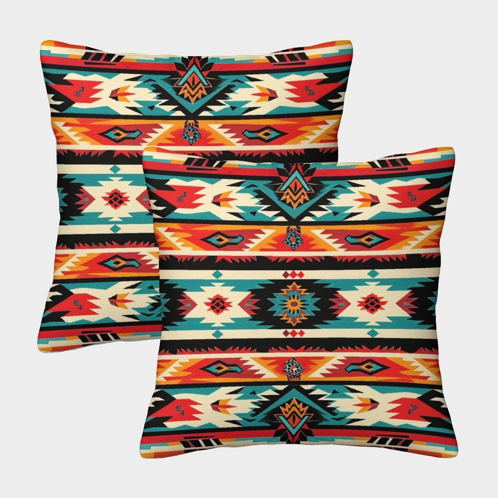 kaiyun 2 Pack Tribal People, Abstract Patterns Luxury Digital Printed Soft 3D Themed Square Cushion Cover 40x40cm