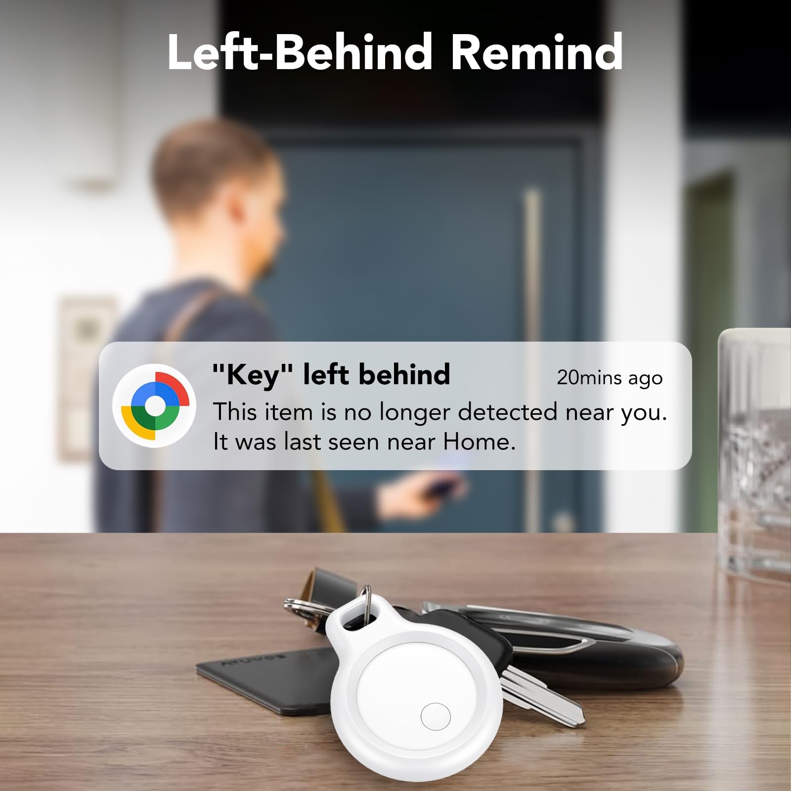Android Smart Tag, Tracker con Google's Find Hub (Solo Android), IP68 Impermeabile, Bluetooth Localizzatore con Custodia Protettiva, Trova Oggetti per Chiavi/Bagagli/Portafogli, 4 Bianco