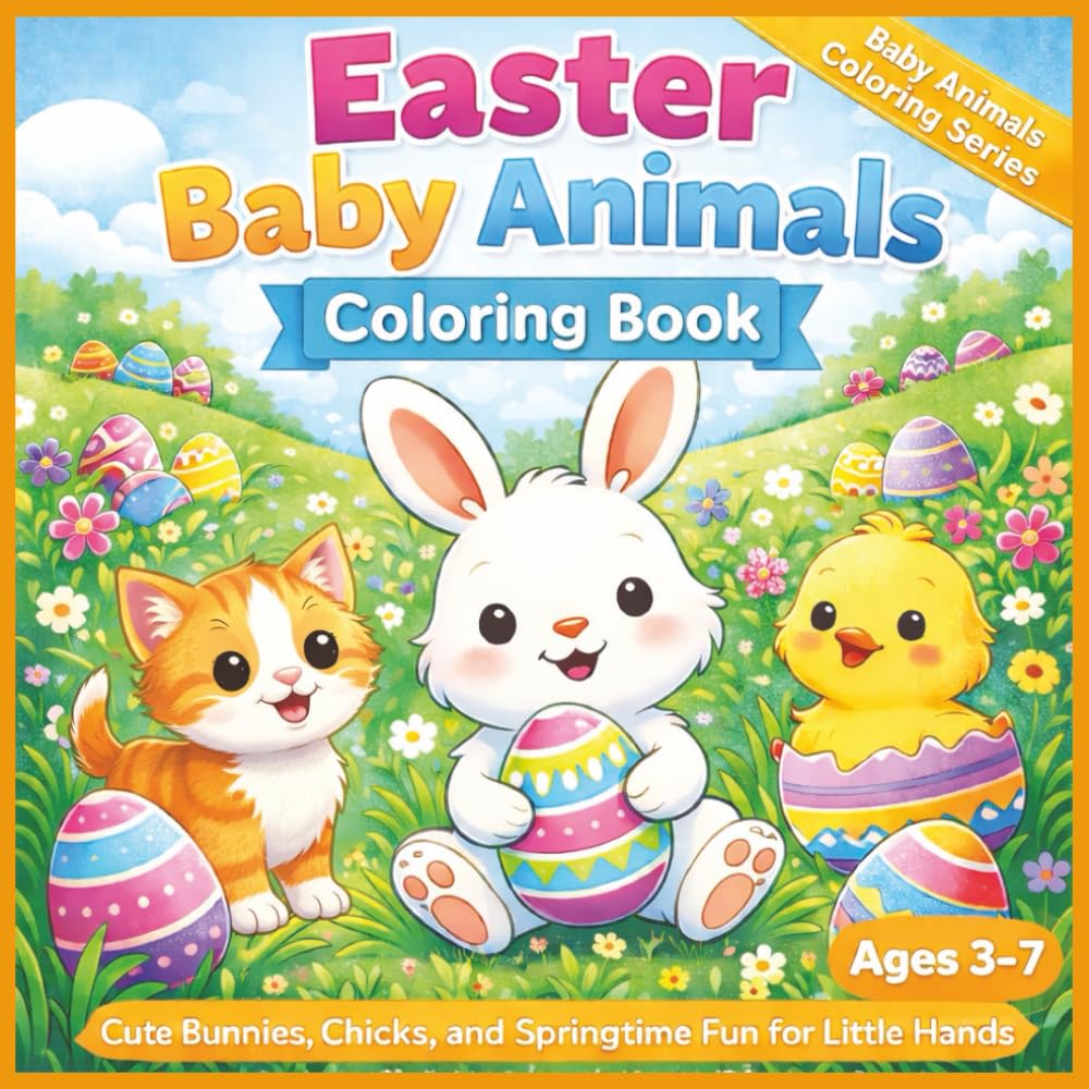Easter Baby Animals Coloring Book: Cute Bunnies, Chicks and Springtime Fun for Little Hands