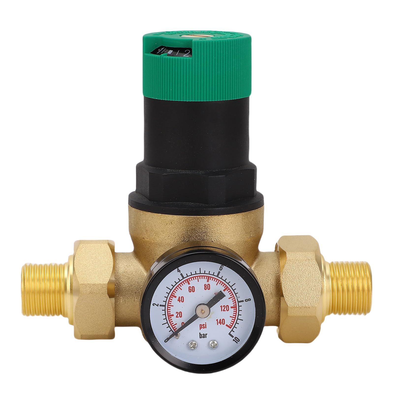 Regolatore di Pressione dell'acqua in Ottone con Misuratore di Pressione 0-60Mpa | Riduttore di dell'acqua Regolabile per Purificatore, Riscaldatore e Rubinetto | 3/4 Pollici (3/4 pollici