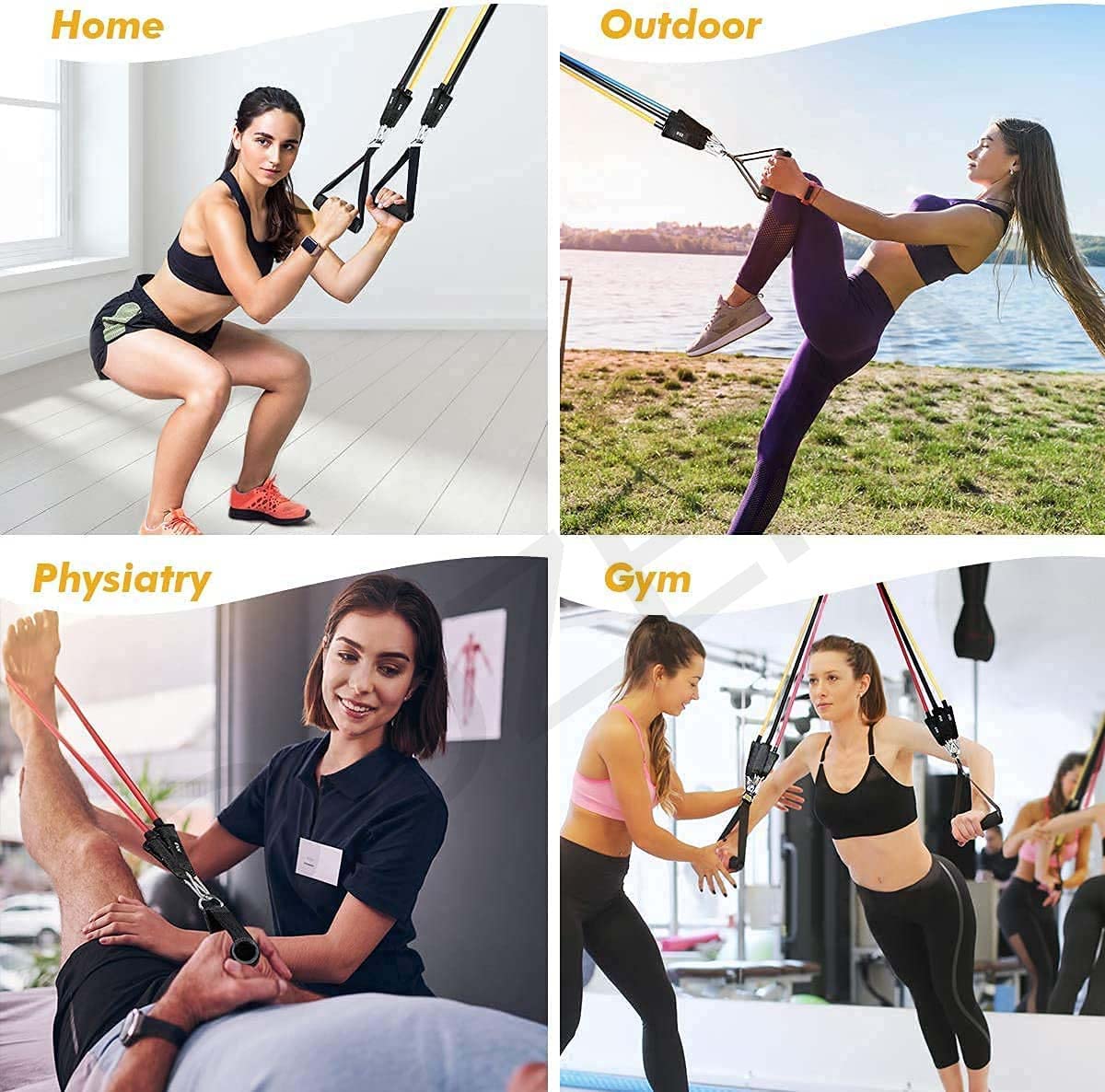 DOZERA Exercise Resistance Bands Set for Pull ups, tricep, Legs Exercise with 5 Different Levels Exercise Elastic Bands for Home, Outdoor Exercise & Training. (Resistance Bands Set) 1