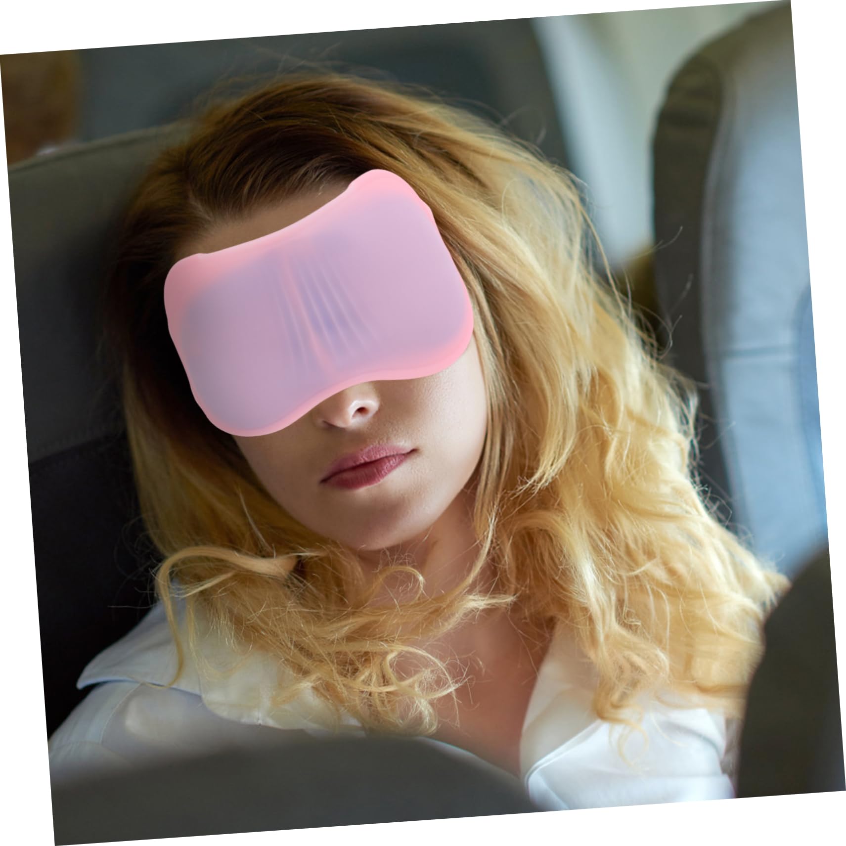 Verstellbare Gel Augenmaske aus Silikon in Rosa für Ruhe Unterwegs