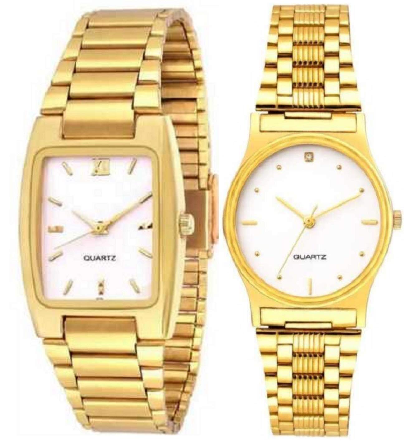 ZUPERIA Mens Stainless Steel Analogue Watch (White Dial Gold Colored Strap) (Pack Of 2) (B0837WLRLZ) Amazon Price History, Amazon Price Tracker