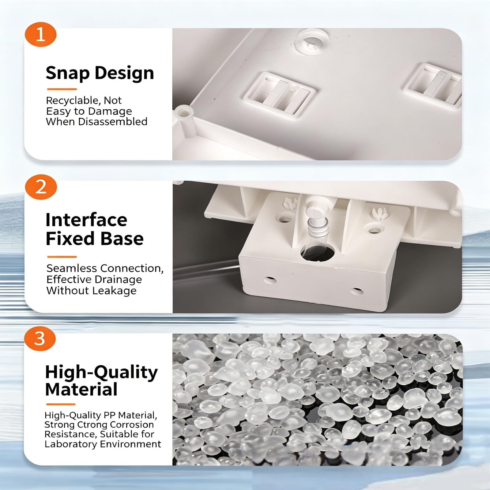 Escurridor de Laboratorio con Soportes Desmontables, Drenaje rápido para Material de Vidrio, Tubos de ensayo, Vasos de precipitados y matraces, Material PP Duradero.