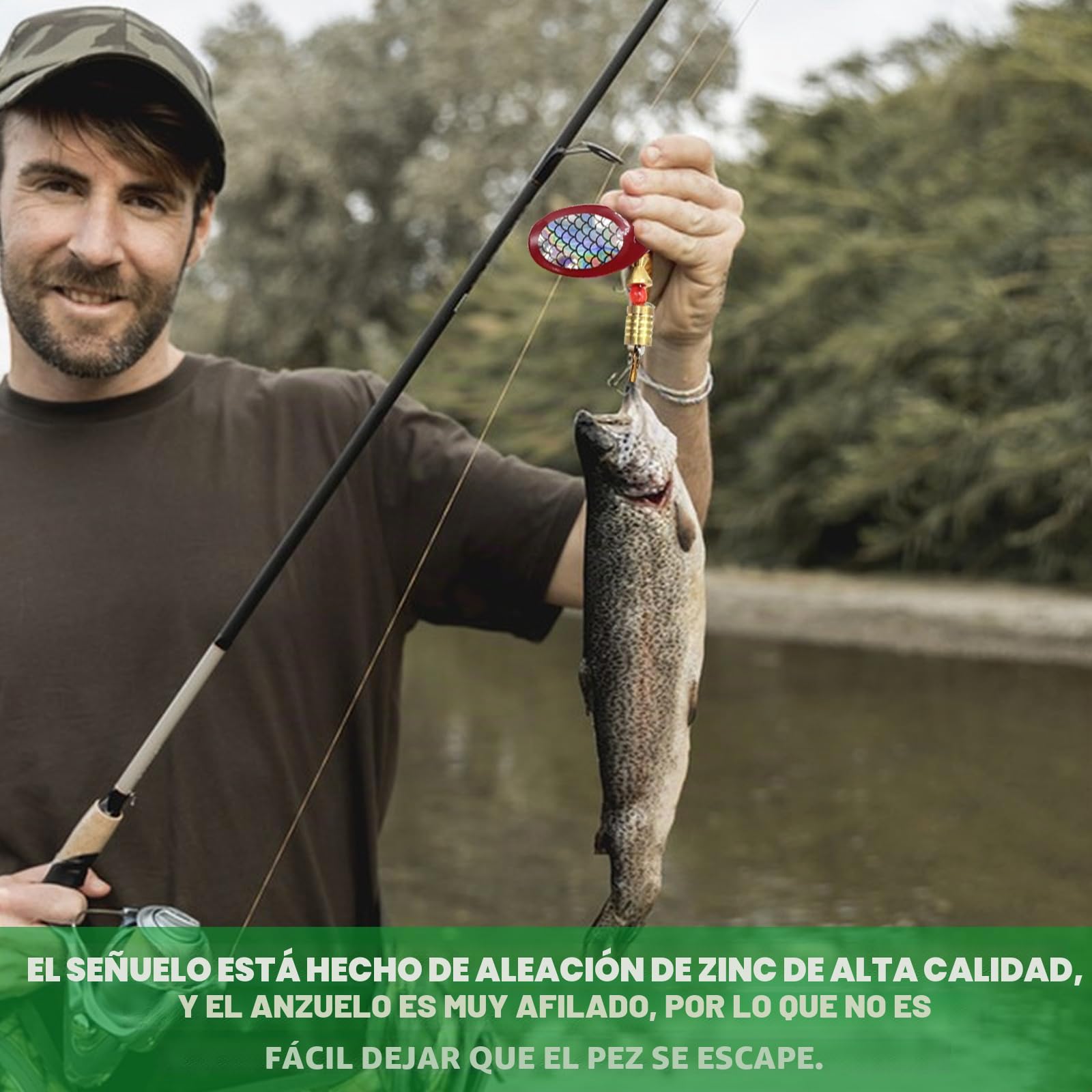 10 Piezas Señuelos de Pesca Kits de Señuelos Cucharillas Pesca Señuelos Pesca Artificiales Pesca Accesorios con Caja Tackle para la Trucha,Lucio Perca Trucha Pike Salmon Bass