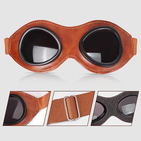 Kyson Aviator Costume 4Pcs 1920s Vintage Aviator Hat With Goggles White Scarf Brooch for Halloween Aviation Pilot Theme Party