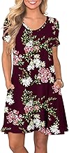 Women's Casual T Shirt Dress Summer Short Sleeve Swing Dresses with Pockets