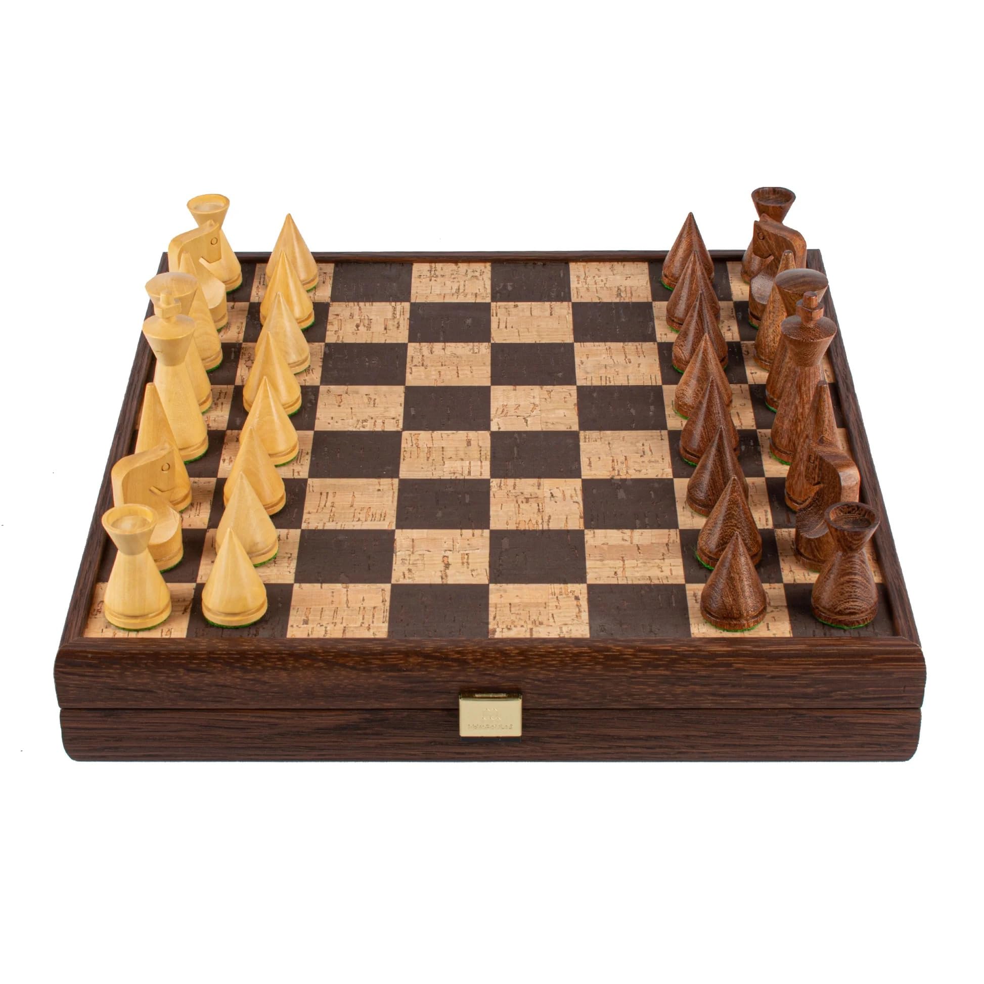 Juego de ajedrez de corcho natural Manopoulos de lujo, con piezas de ajedrez de madera modernas, juego premium hecho a mano en Grecia por expertos (40 cm), adultos mayores de 14 años