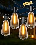 Outdoor String Lights Waterproof, 54FT Dimmable Patio Lights with 15+1 Shatterproof Edison Bulbs, 2700K LED Connectable Hanging String Light for Outside, Backyard, Garden, Gazebo, Deck