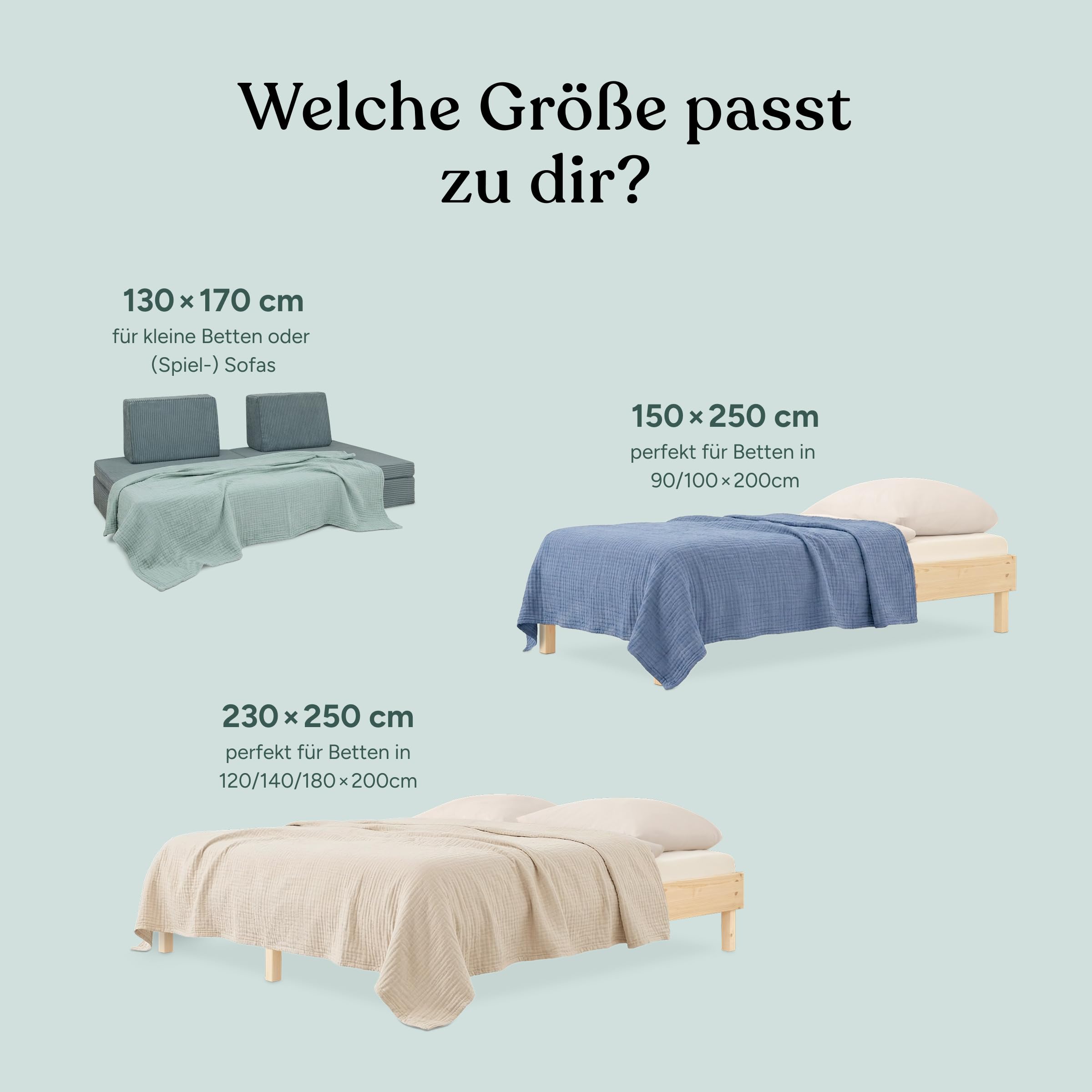 Ehrenkind Tagesdecke Waffelpiqué Jade 230 x 250 cm – Bettüberwurf aus 100% Bio-Baumwolle, Oeko-TEX® Zertifiziert