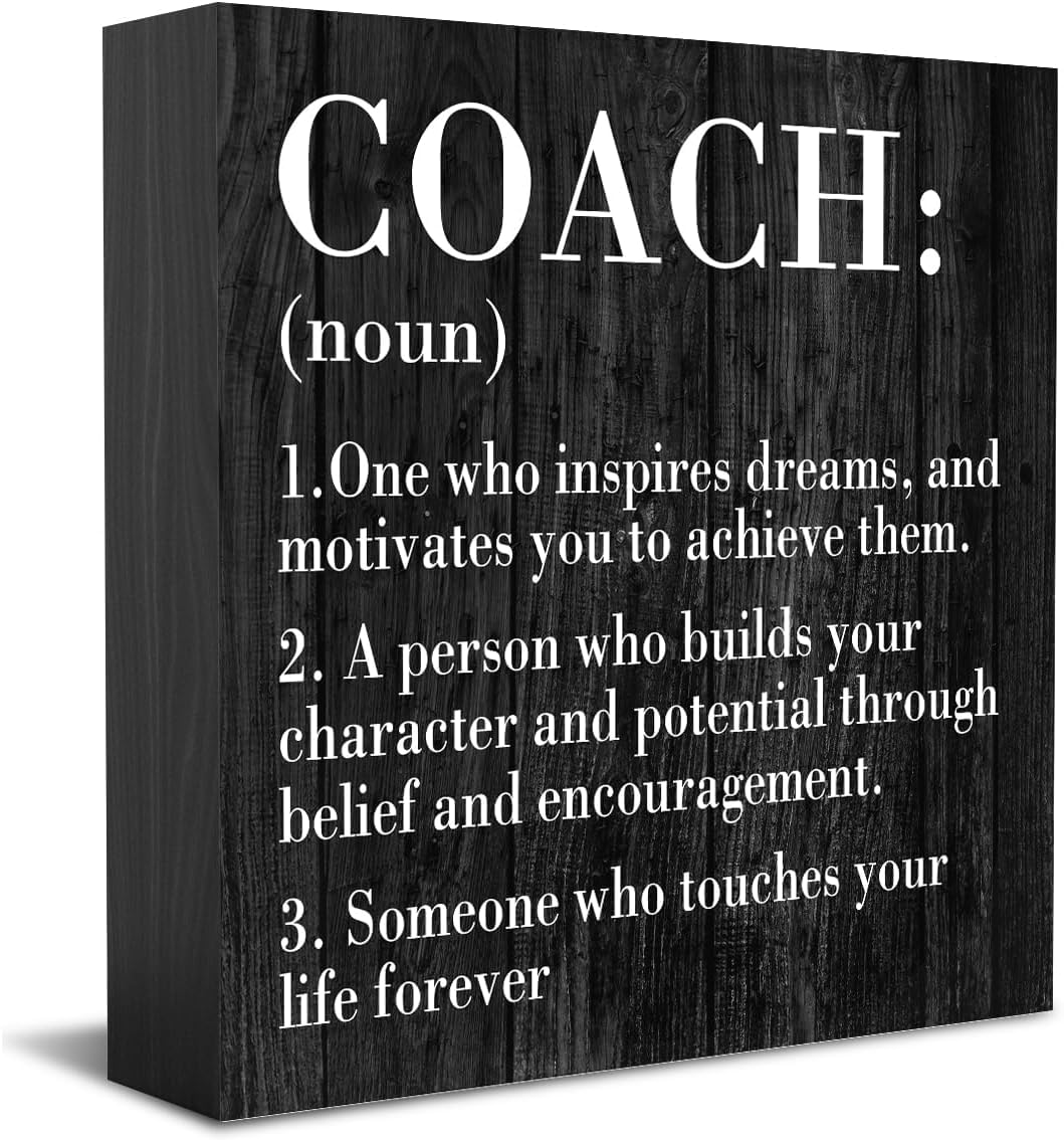 Coach Definition Box Sign 7x7 Inch Wooden Desk Shelf Decor