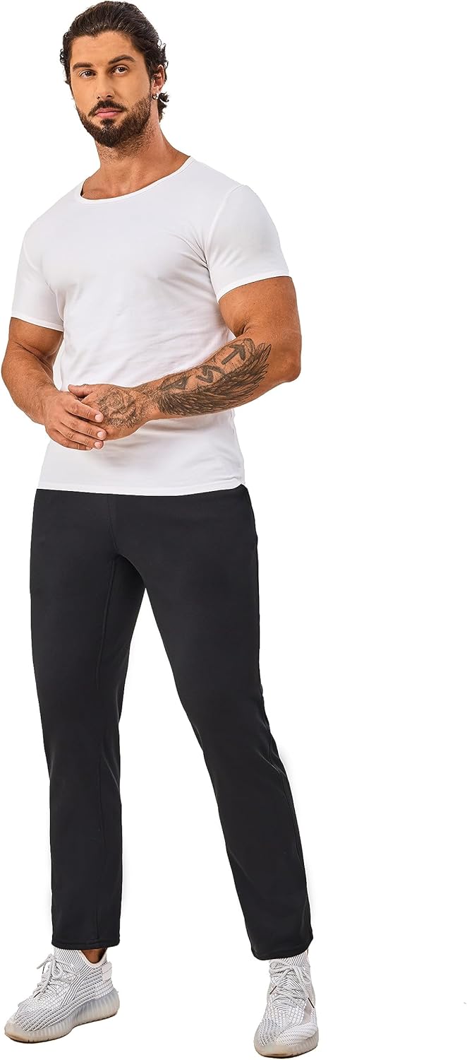 Fleece Lined Sweatpants 27 Inch Inseam Atheltic Joggers Workout Pants for Short Men with Zip Pocket - Image 3