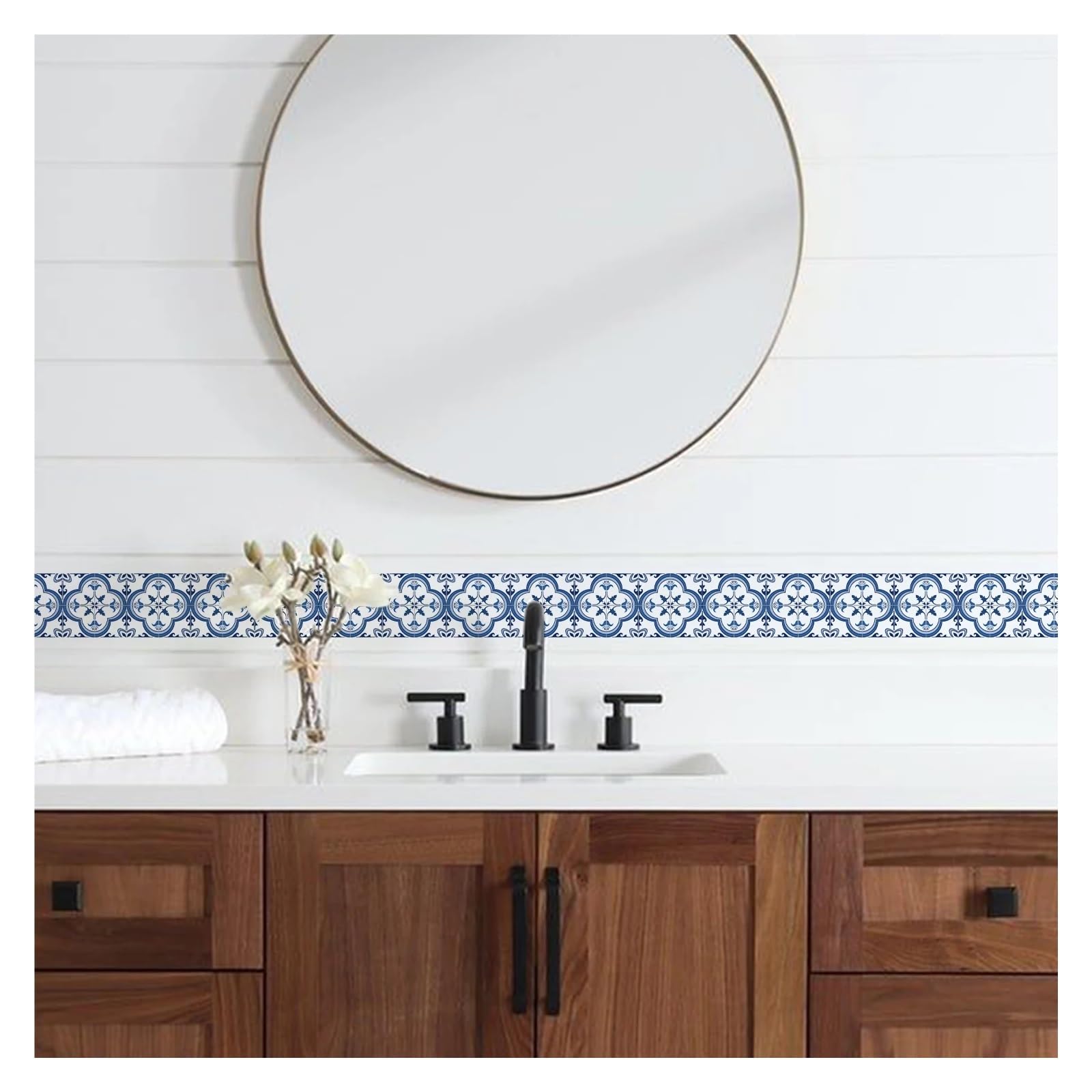 LCKKJHG Wallpaper Borders Self Adhesive 10x200cm Tile Wall Sticker Self Adhesive Border Bathroom Kitchen Waistline Skirting Board(Color 92)