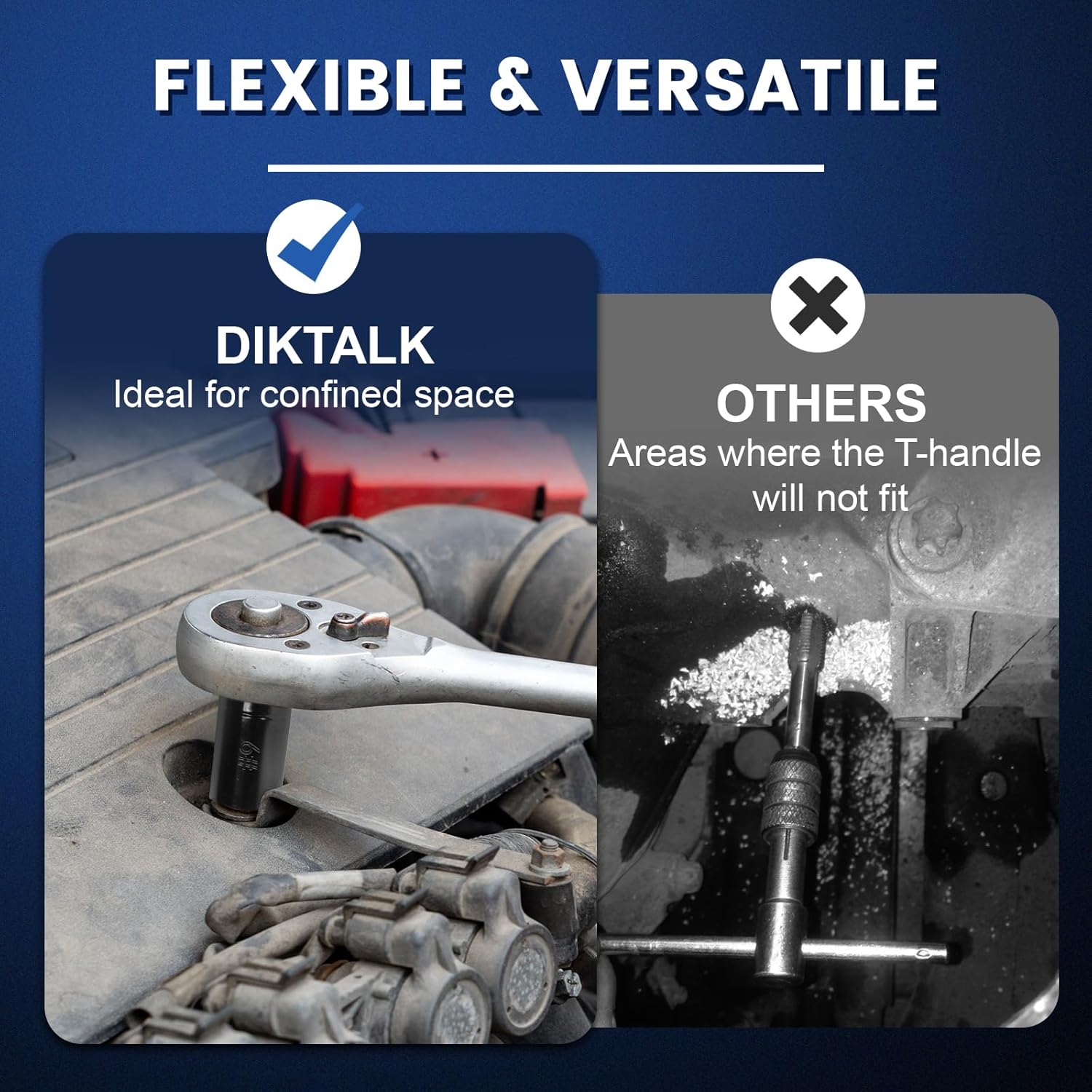 70700 Tap Socket Set, 11-Piece 1/4" & 3/8" Drive Taps Sockets Adapter for Metric & Standard Taps, Compatible with 1/2" and 1/8" NPT, Includes Non-M.C.T.I. Standard Tap