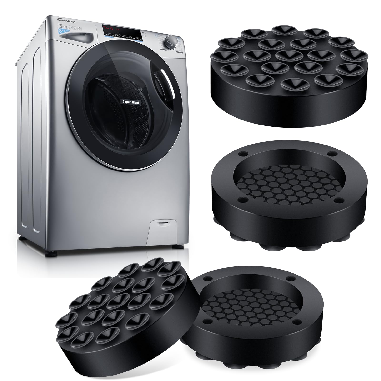 4 Stück Waschmaschinenfüße - Rutschfeste Gummifüße Gegen Vibrationen & Lärm