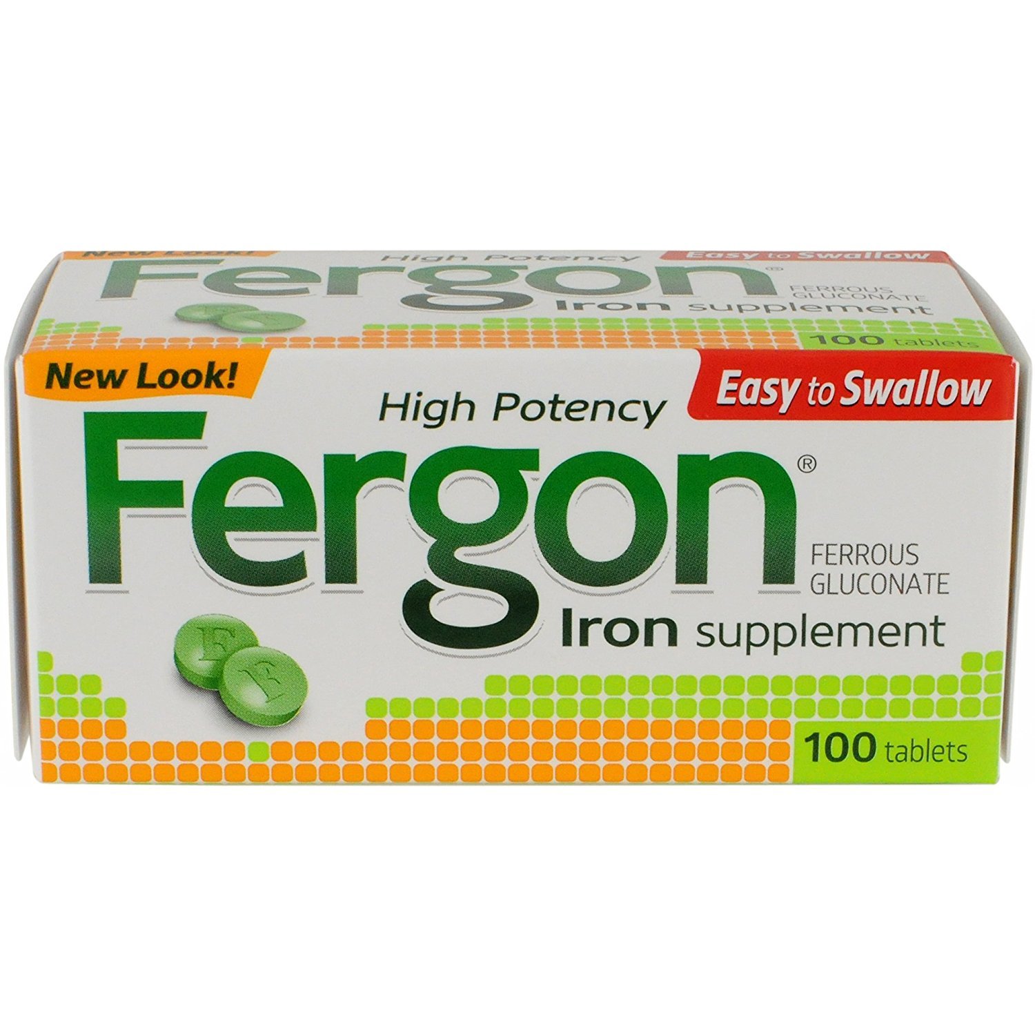 Fergon High Potency Iron Highly Soluble & Easily Digested, 27 mg Iron, 100 Tablets