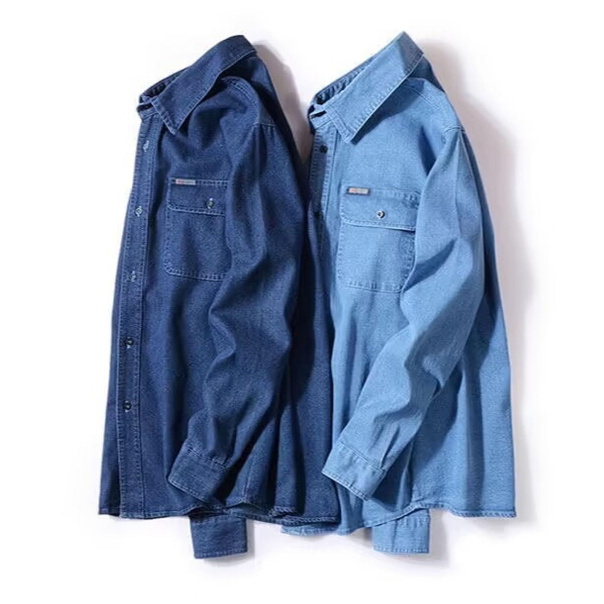 Herren-Arbeitshemd, langärmelig, Jeanshemd, Button-Down, schmales