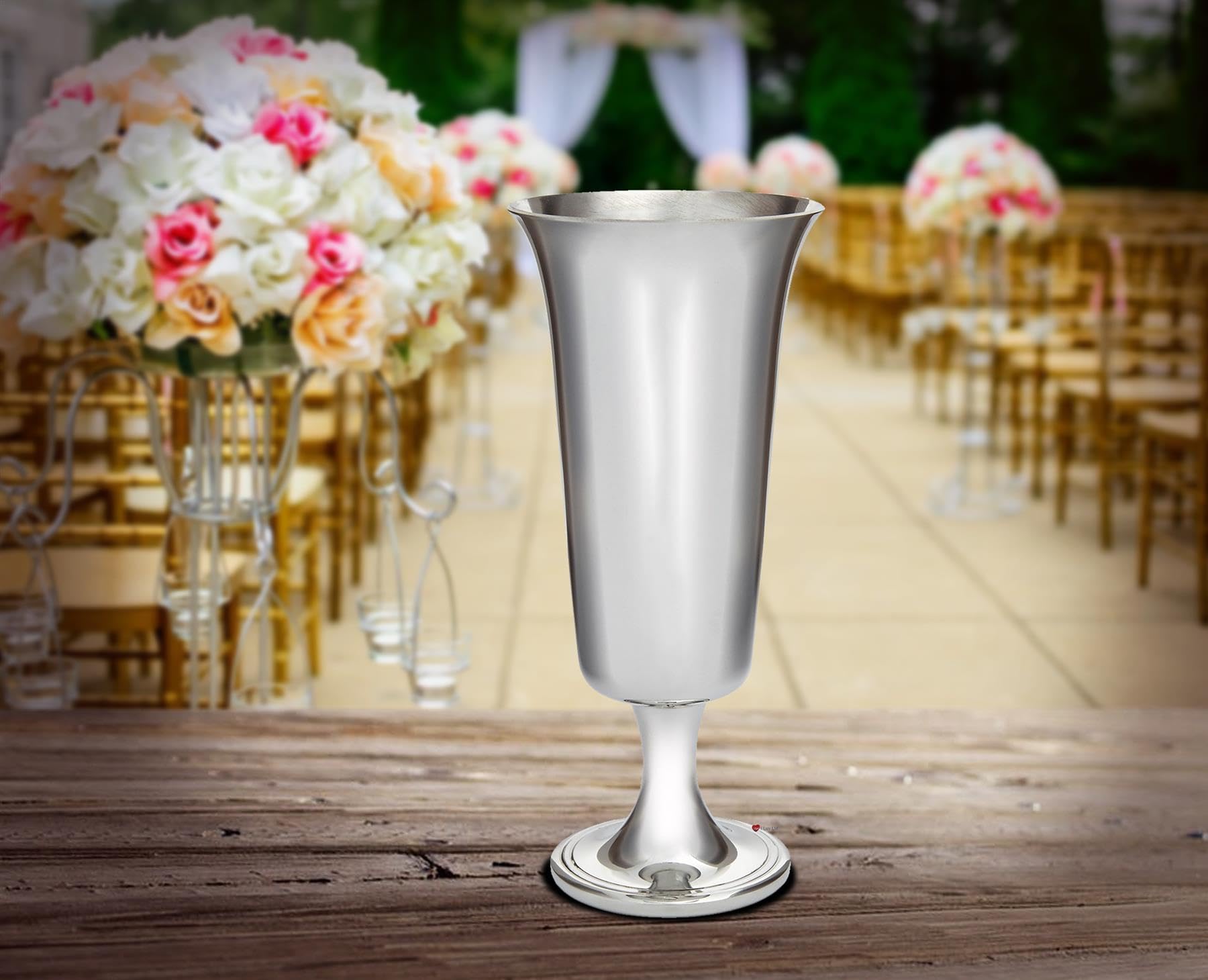 I LUV LTD Svasato Peltro Flute di Champagne Calice Regalo di Matrimonio Lucidato Perfetto per L'incisione Fornito in Scatola di Cartone