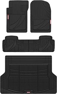 MotorTrend FlexTough Heavy Duty All-Weather Rubber Floor Mats & Cargo Liner - Trim-to-Fit Full Set for Cars, SUVs, Vans