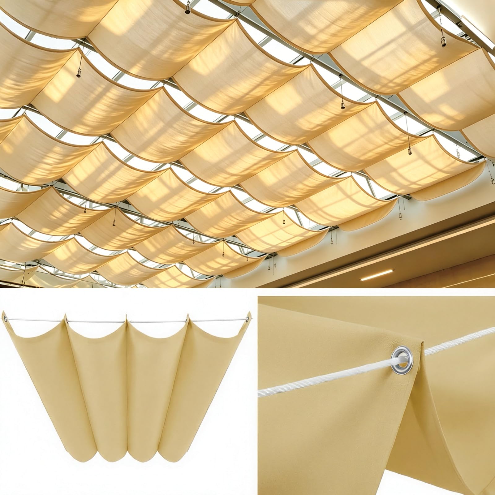 Voile d'ombrage rétractable 315x1015 cm sable PES anti-UV