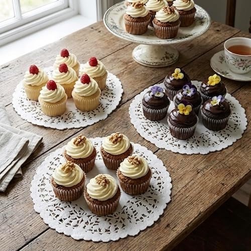 Miniatura 6 de The Baker Celebrations 50 unidades de papel redondo blanco con estampado de rosas y hojas fabricado en Canadá (10 pulgadas)