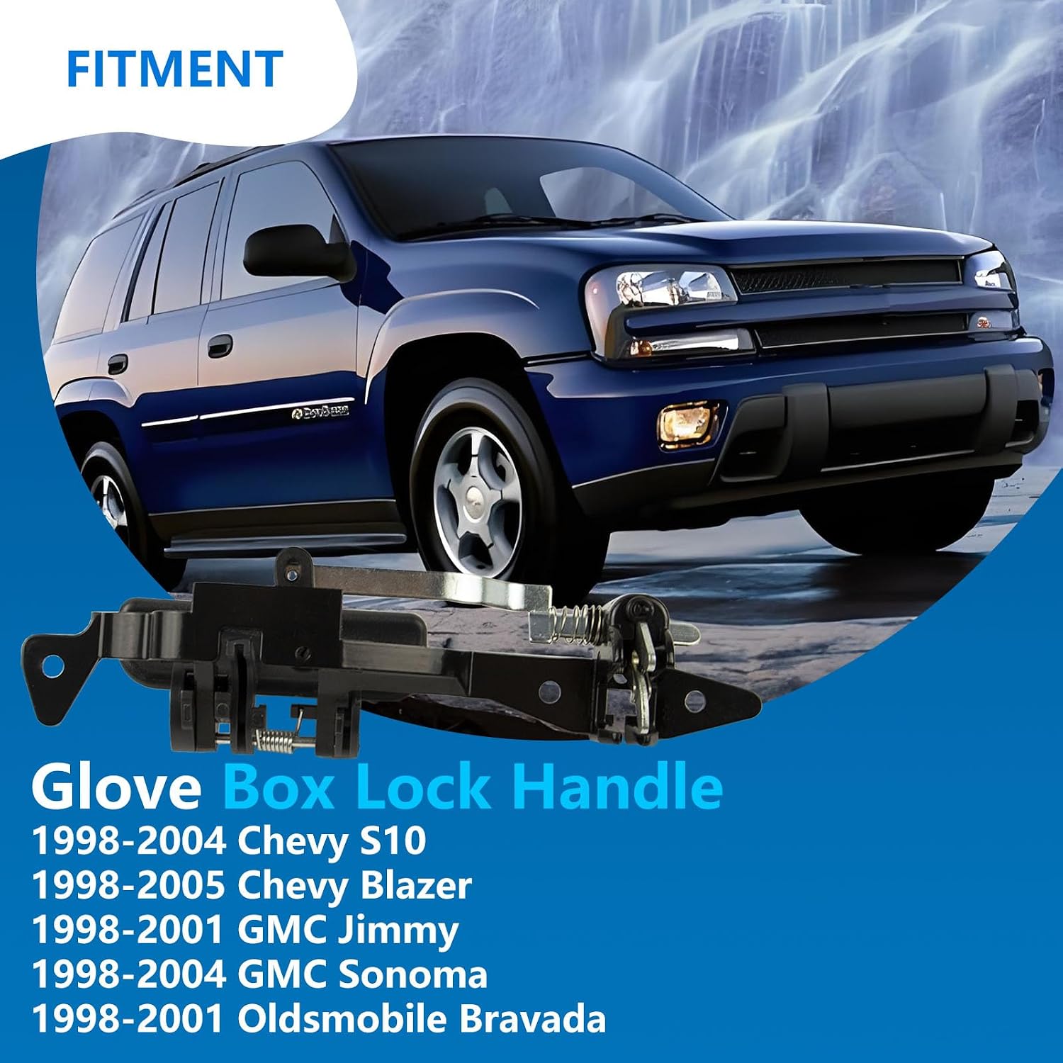 Glove Box Lock Handle Compatible with Chevrolet Chevy Blazer 1998-2005,S10 1998-2004,GMC Jimmy 1998-2001, Sonoma1998-2004,Oldsmobile Bravada 1998-2001,Replaces# 15727767 15727766 Black Glove Box Latch