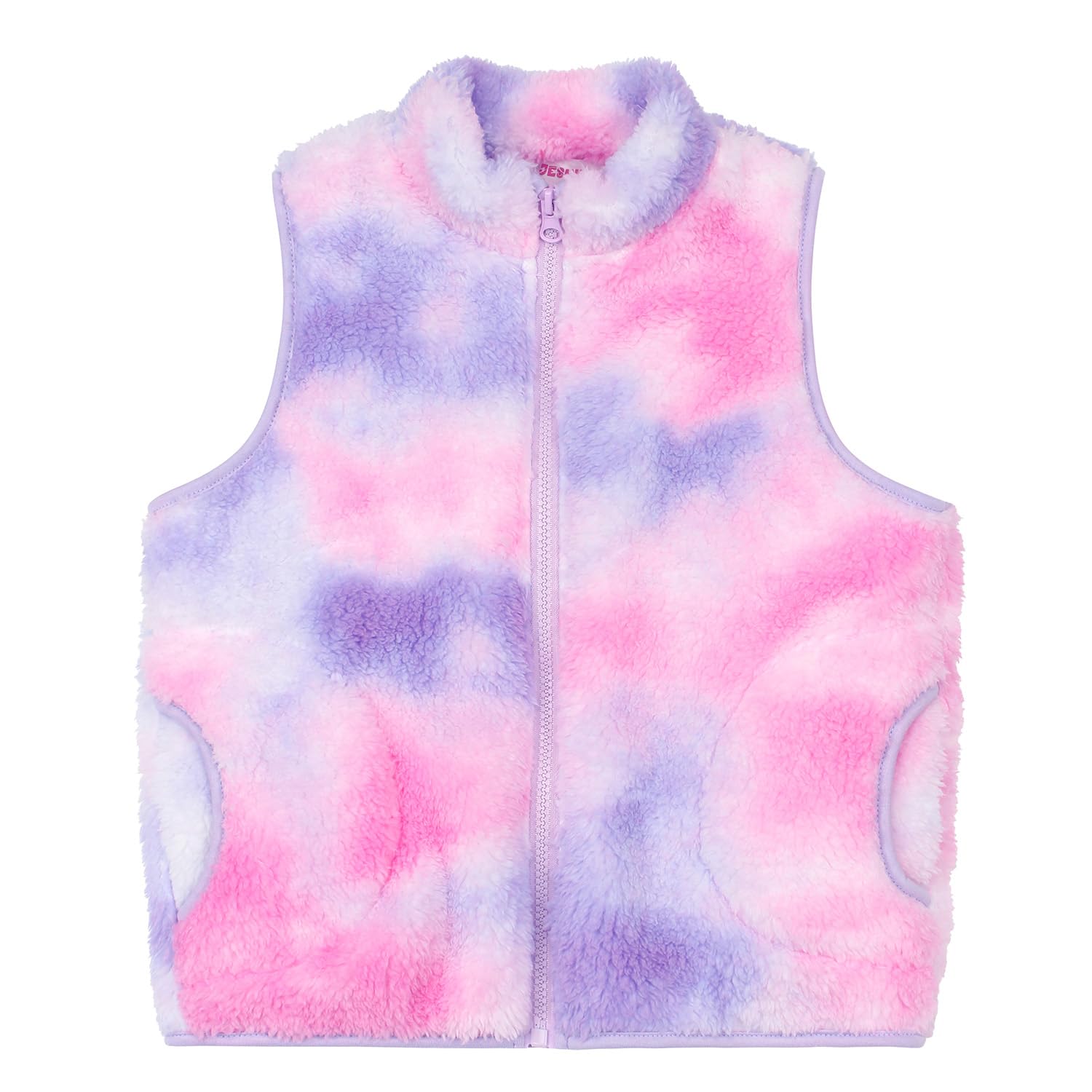 JESKIDS Girls' Boys Sherpa Fleece Vest Outwear Lightweight Solid Color Cute Jacket with Pockets 2-11 Years