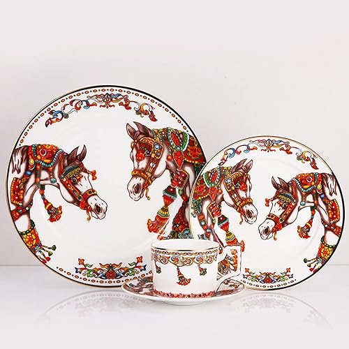 Miniatura 3 de Juego de vajilla de estilo europeo, servicio para 2, juegos de vajilla de porcelana de hueso, juegos de vajilla de porcelana irrompible, juego de