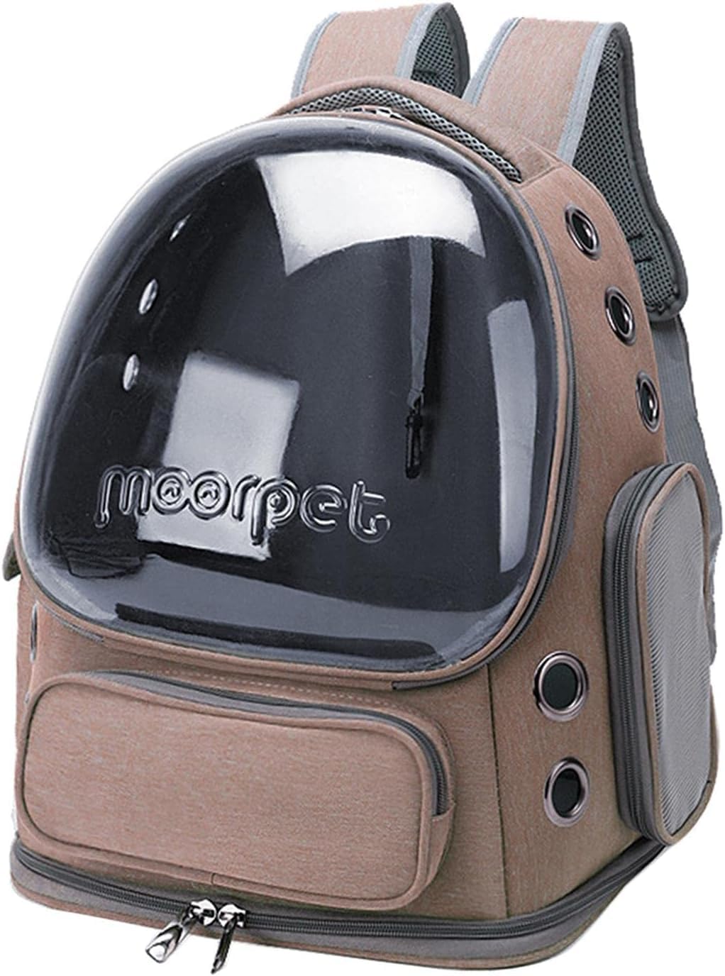 Katzenrucksack, Luftpolster-Tragetasche, Hunderucksack für kleine, mittelgroße Haustiere, Wanderrucksack (Khaki)