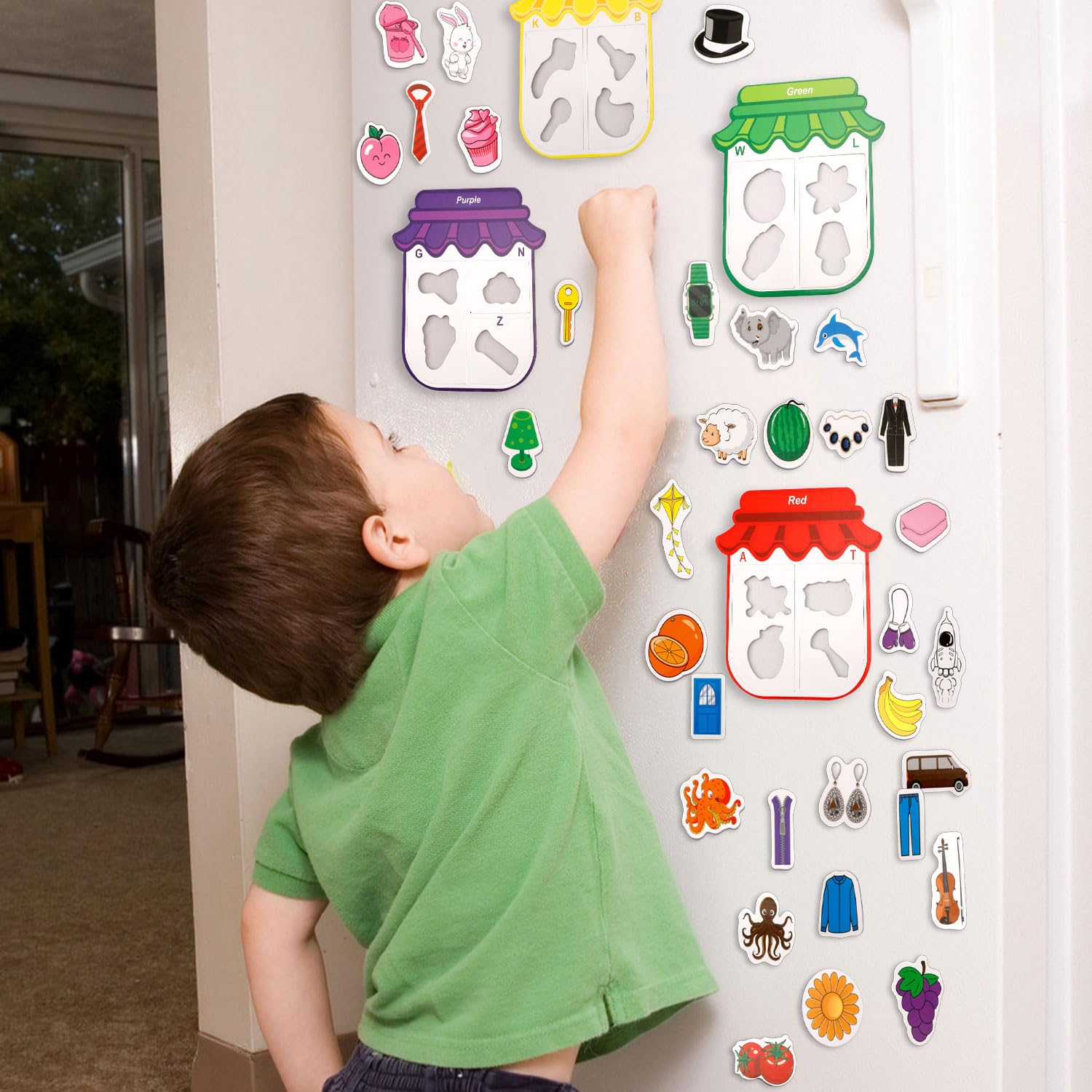 Jouets Magnétiques De Tri - 12 Pots + 60 Aimants Couleurs Et Formes - Éducatif Pour Bébé, Tout-petit - Pour Frigo, Tableau Magnétique